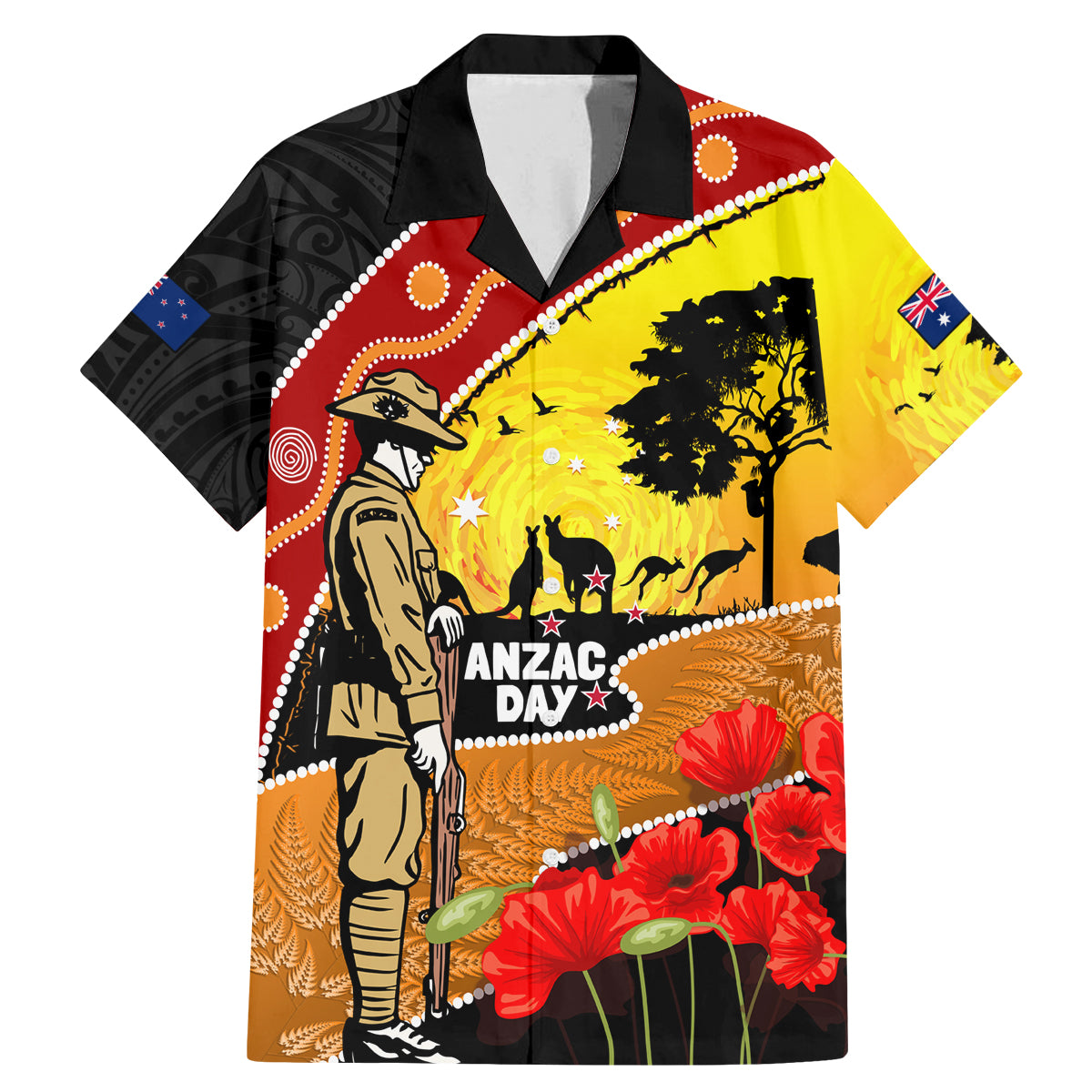 New Zealand And Australia ANZAC Day Family Matching Mermaid Dress and Hawaiian Shirt Aboriginal Maori Starring Night Style