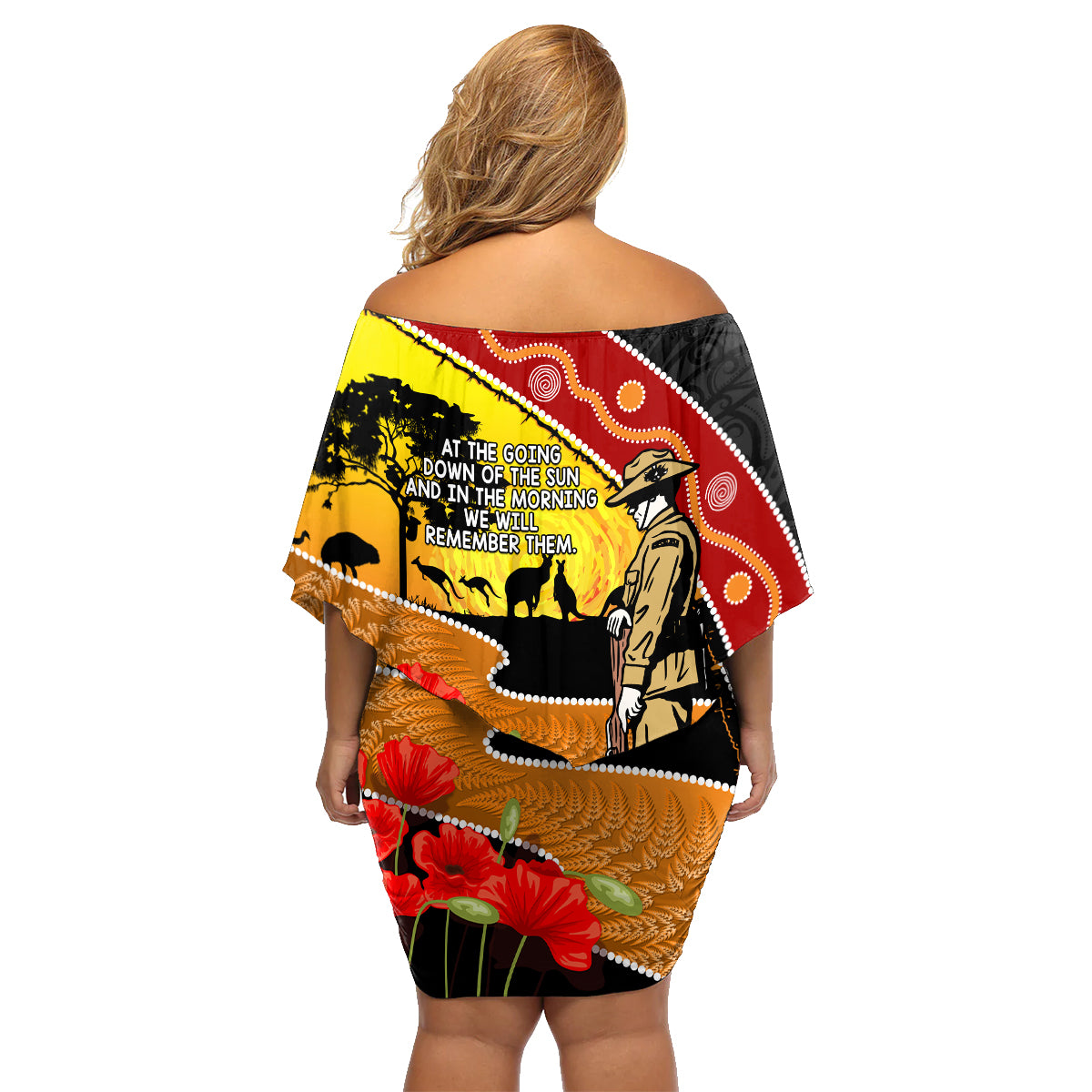 New Zealand And Australia ANZAC Day Family Matching Off Shoulder Short Dress and Hawaiian Shirt Aboriginal Maori Starring Night Style