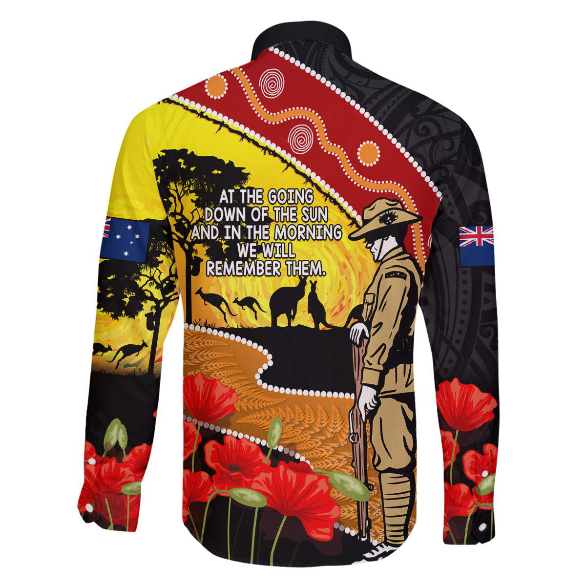 New Zealand And Australia ANZAC Day Family Matching Puletasi and Hawaiian Shirt Aboriginal Maori Starring Night Style