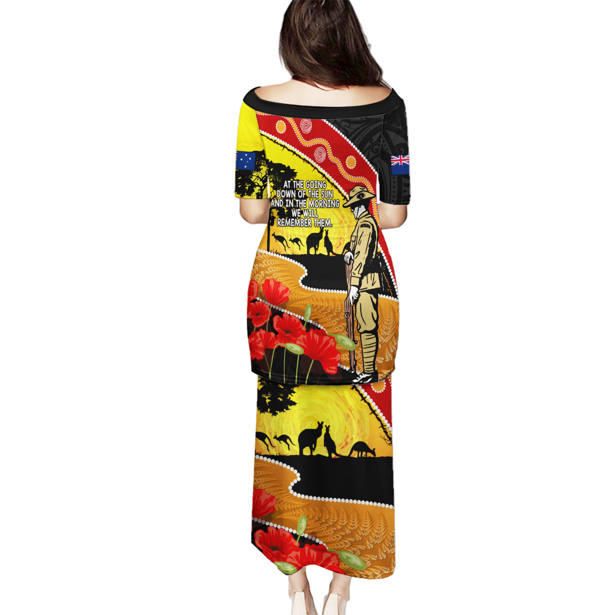 New Zealand And Australia ANZAC Day Family Matching Puletasi and Hawaiian Shirt Aboriginal Maori Starring Night Style