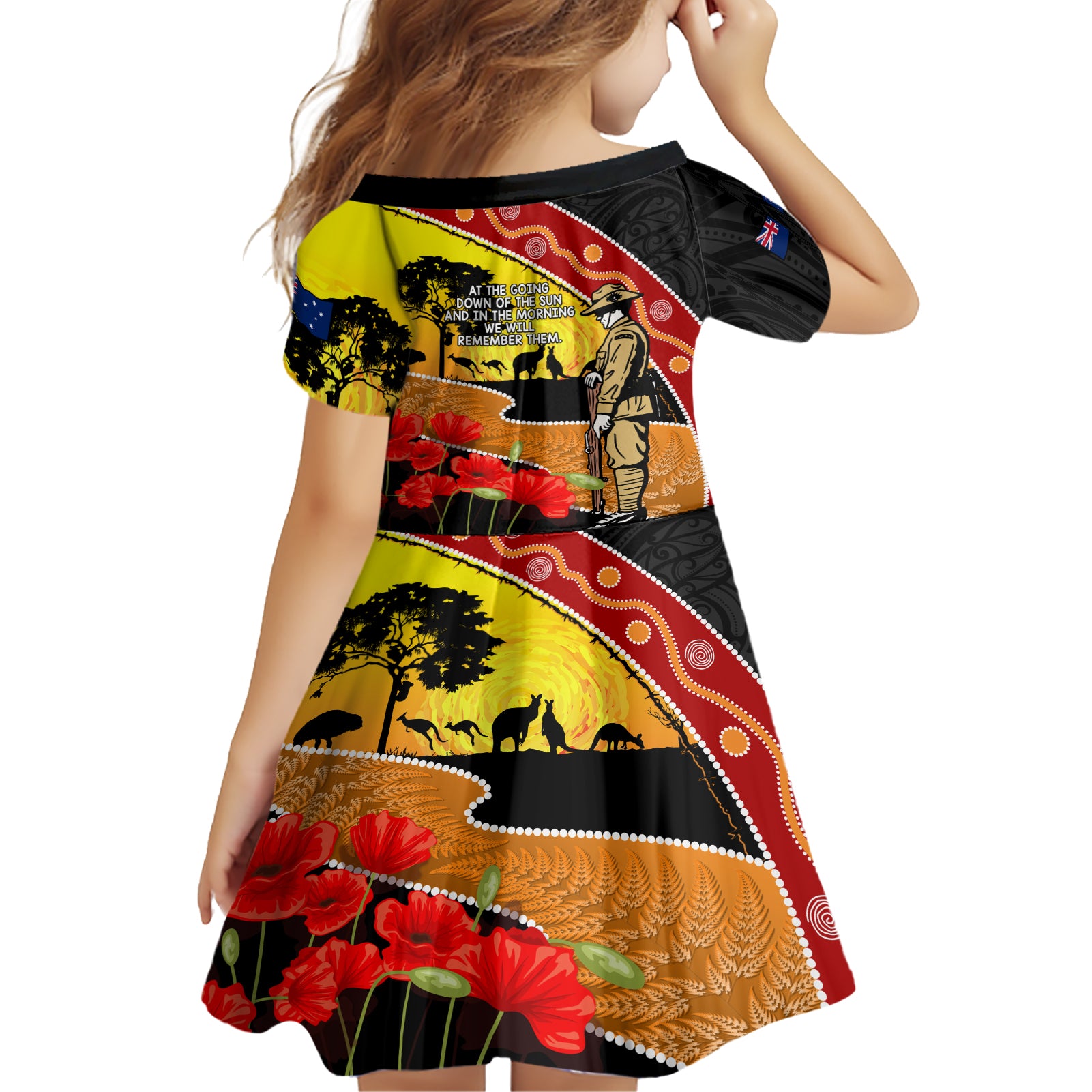 New Zealand And Australia ANZAC Day Family Matching Short Sleeve Bodycon Dress and Hawaiian Shirt Aboriginal Maori Starring Night Style