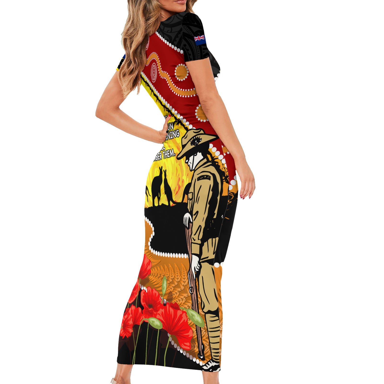 New Zealand And Australia ANZAC Day Family Matching Short Sleeve Bodycon Dress and Hawaiian Shirt Aboriginal Maori Starring Night Style