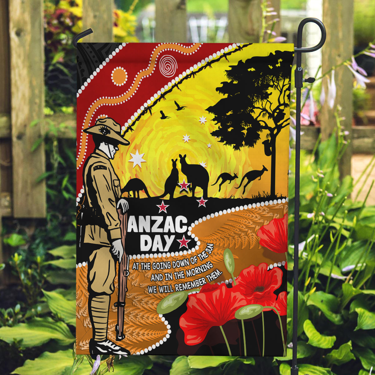 New Zealand And Australia ANZAC Day Garden Flag Aboriginal Maori Starring Night Style - Vibe Hoodie Shop