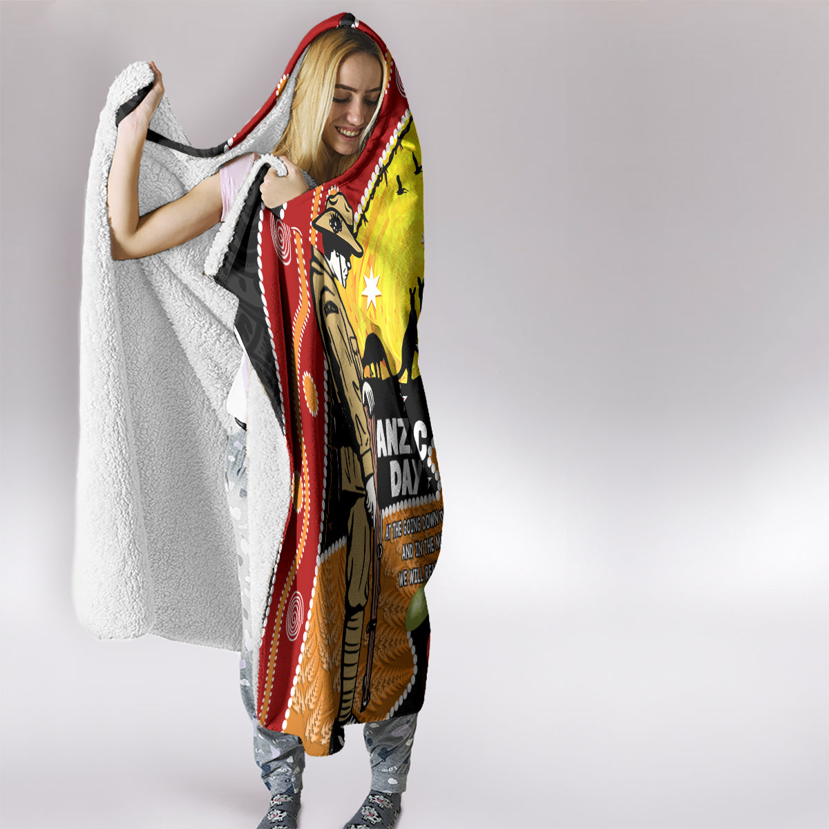 New Zealand And Australia ANZAC Day Hooded Blanket Aboriginal Maori Starring Night Style