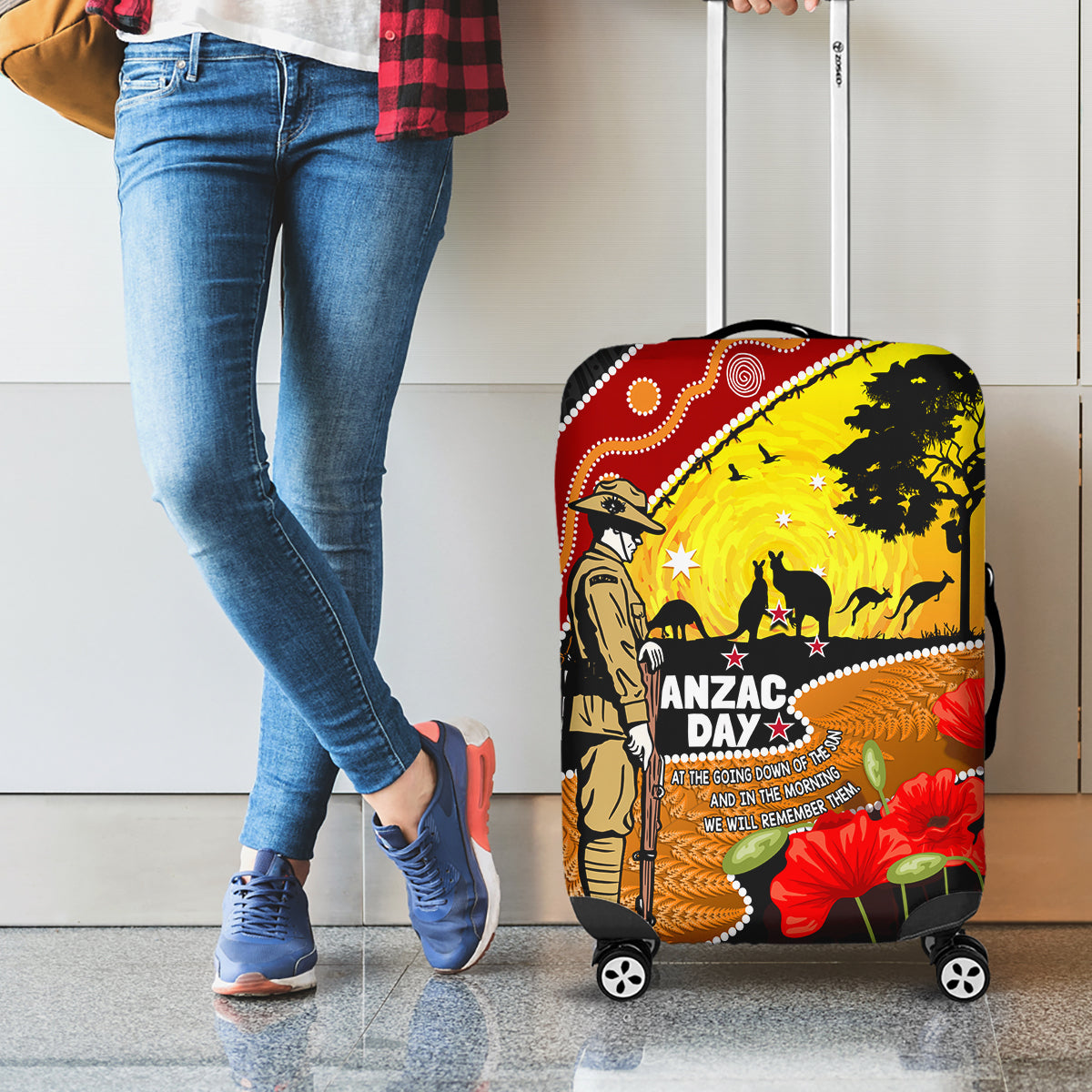 New Zealand And Australia ANZAC Day Luggage Cover Aboriginal Maori Starring Night Style - Vibe Hoodie Shop