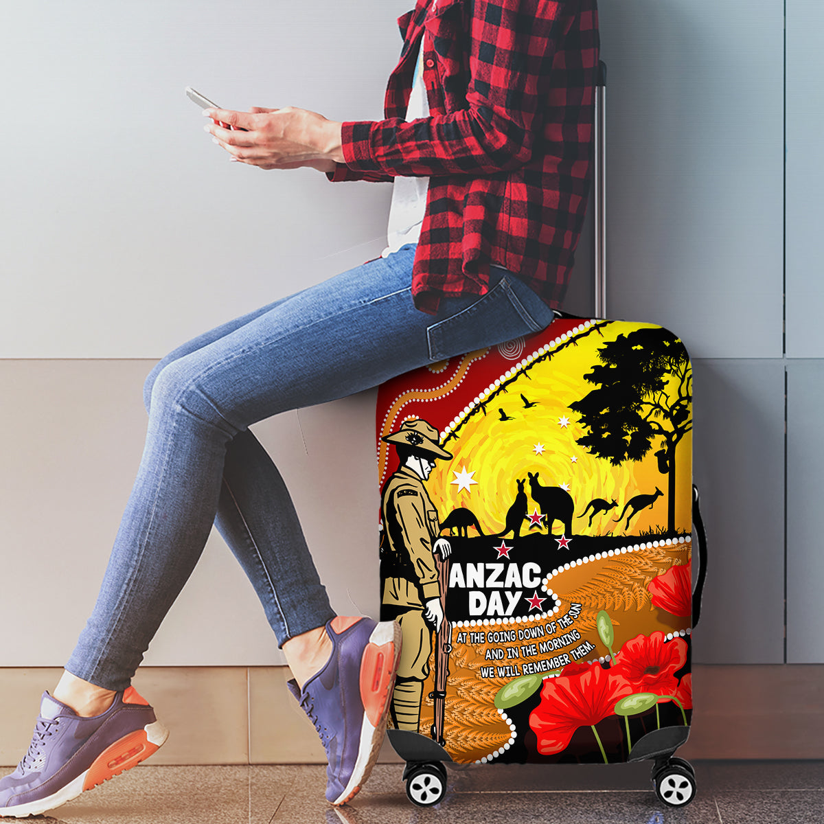 New Zealand And Australia ANZAC Day Luggage Cover Aboriginal Maori Starring Night Style - Vibe Hoodie Shop