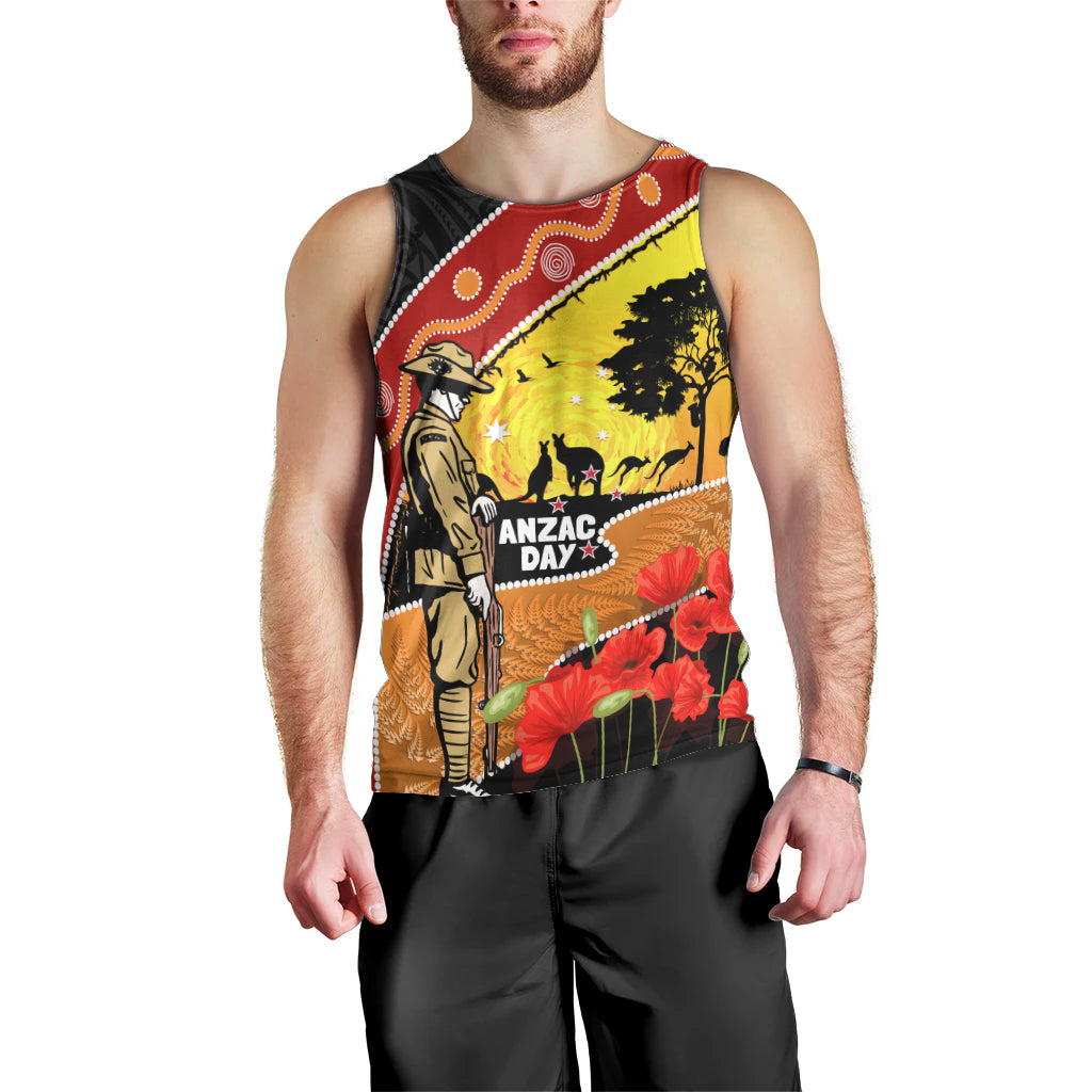 New Zealand And Australia ANZAC Day Men Tank Top Aboriginal Maori Starring Night Style - Vibe Hoodie Shop
