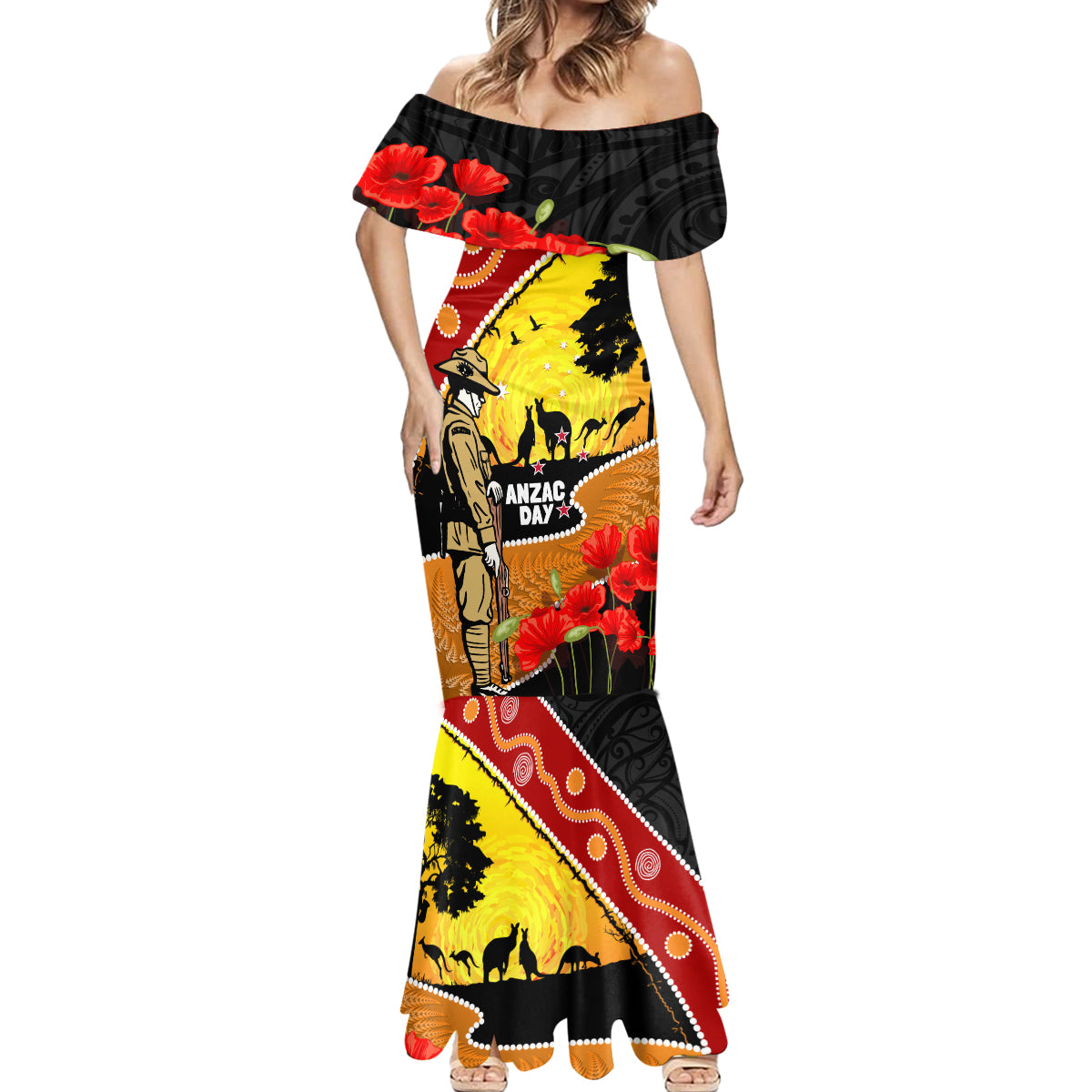 New Zealand And Australia ANZAC Day Mermaid Dress Aboriginal Maori Starring Night Style