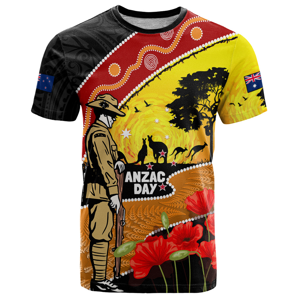 New Zealand And Australia ANZAC Day T Shirt Aboriginal Maori Starring Night Style - Vibe Hoodie Shop