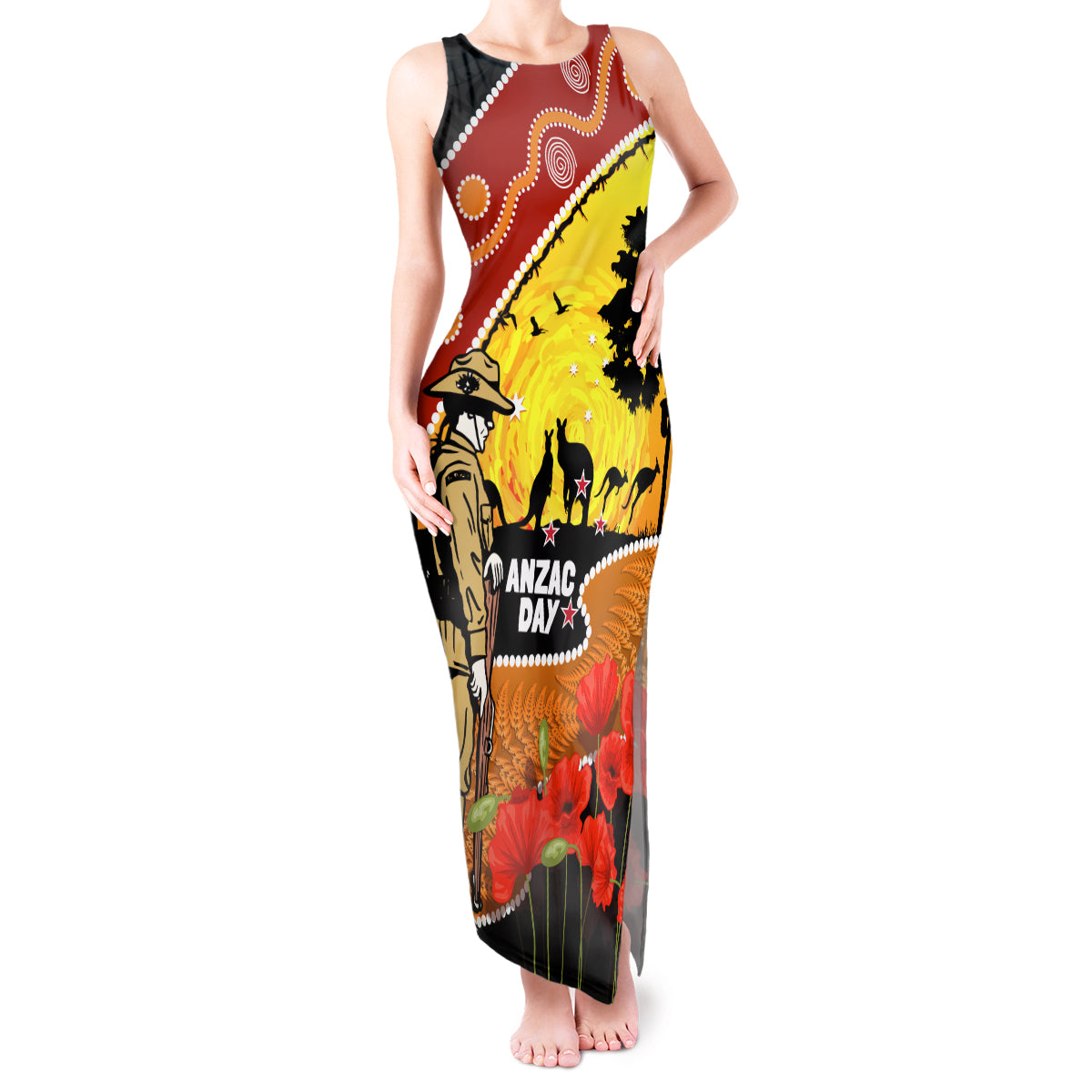 New Zealand And Australia ANZAC Day Tank Maxi Dress Aboriginal Maori Starring Night Style