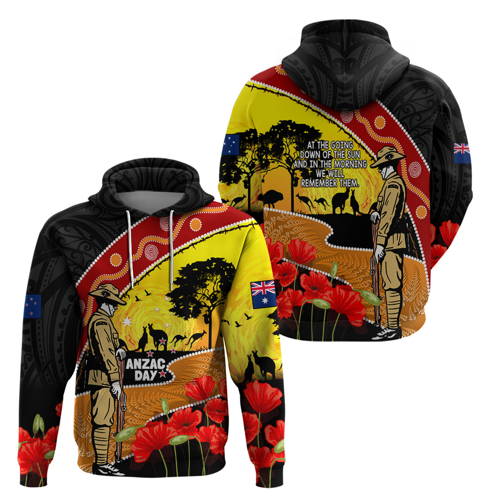 New Zealand And Australia ANZAC Day Zip Hoodie Aboriginal Maori Starring Night Style - Vibe Hoodie Shop