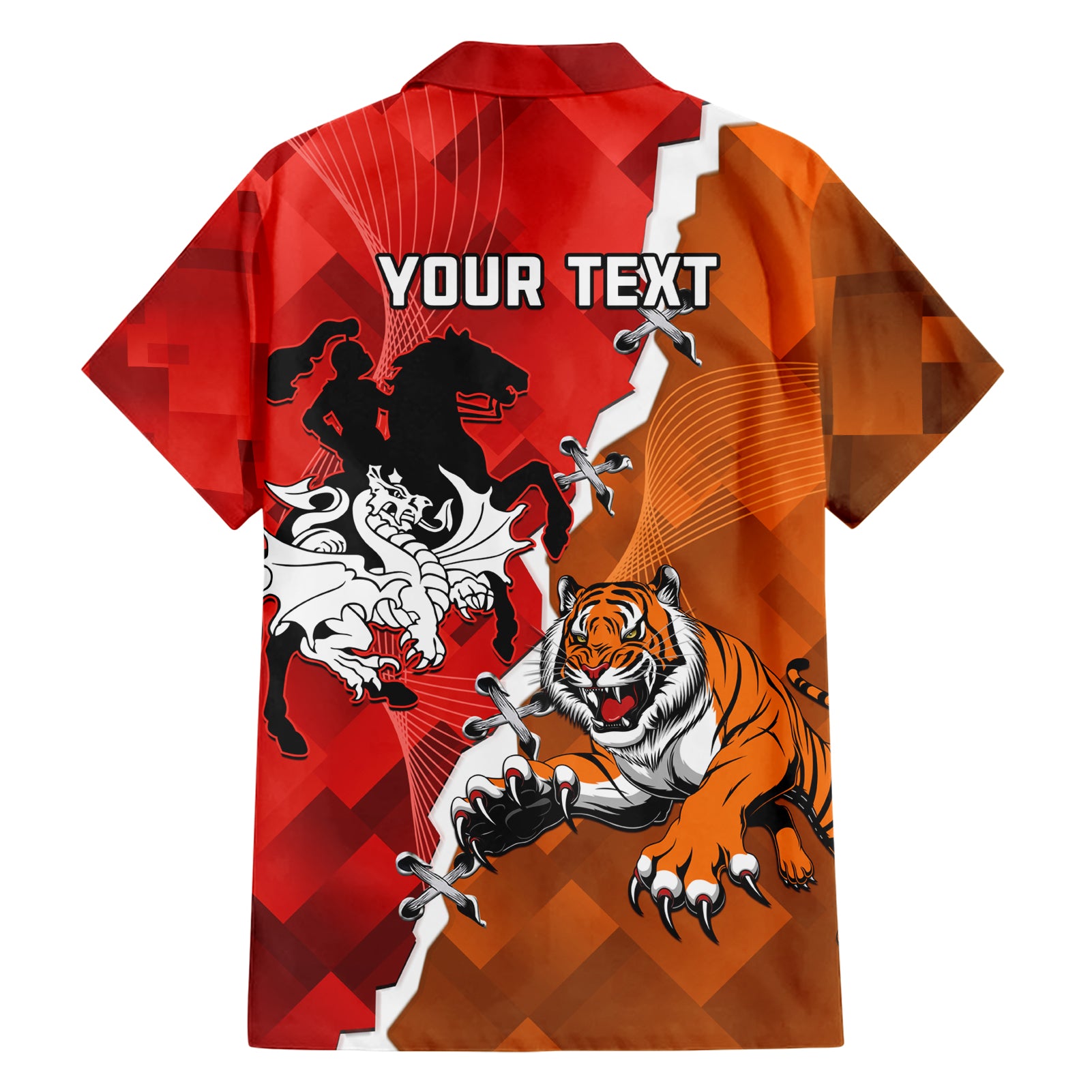 Personalised Dragons And Tigers Rugby Hawaiian Shirt Sporty Style - Vibe Hoodie Shop