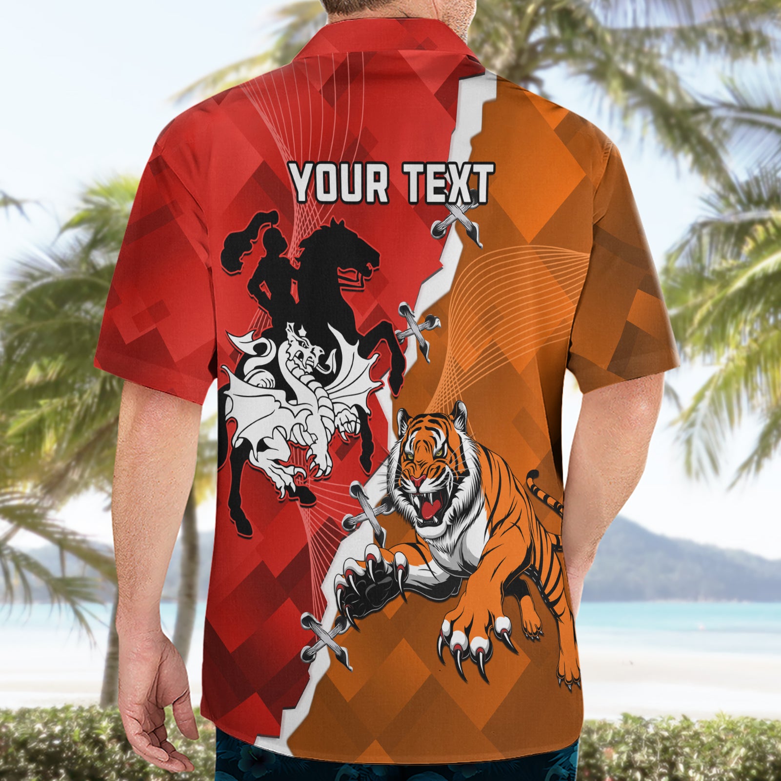 Personalised Dragons And Tigers Rugby Hawaiian Shirt Sporty Style - Vibe Hoodie Shop