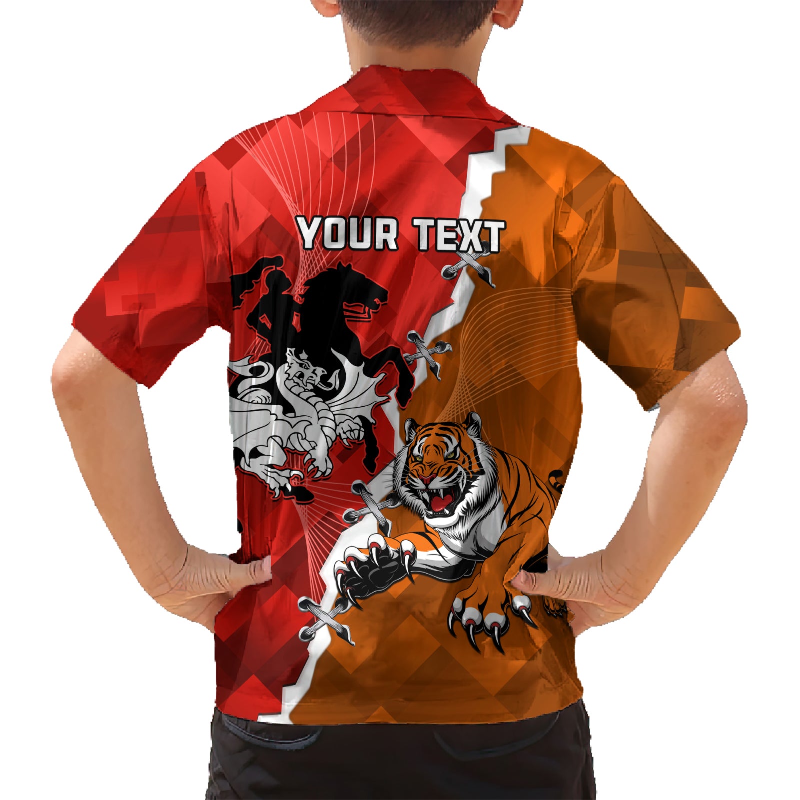 Personalised Dragons And Tigers Rugby Hawaiian Shirt Sporty Style - Vibe Hoodie Shop