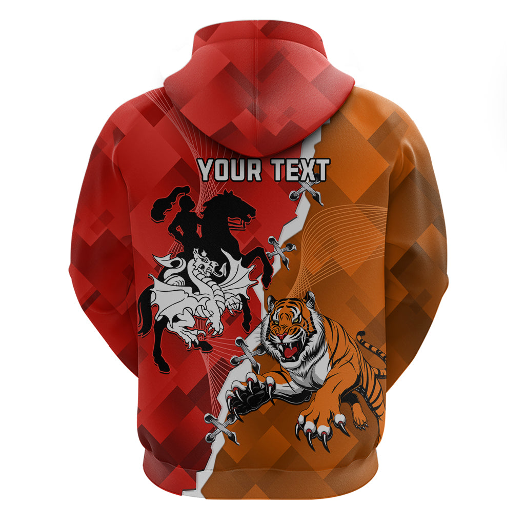 Personalised Dragons And Tigers Rugby Hoodie Sporty Style - Vibe Hoodie Shop