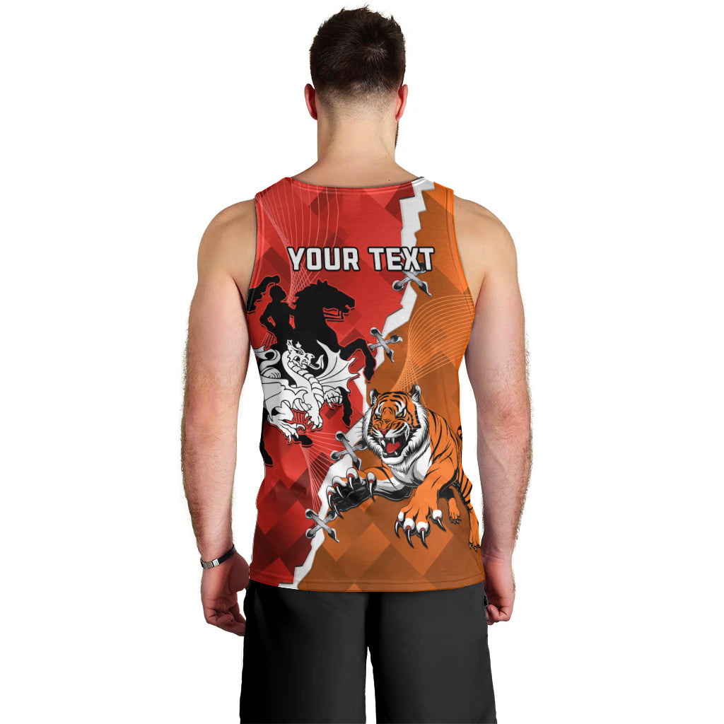 Personalised Dragons And Tigers Rugby Men Tank Top Sporty Style - Vibe Hoodie Shop