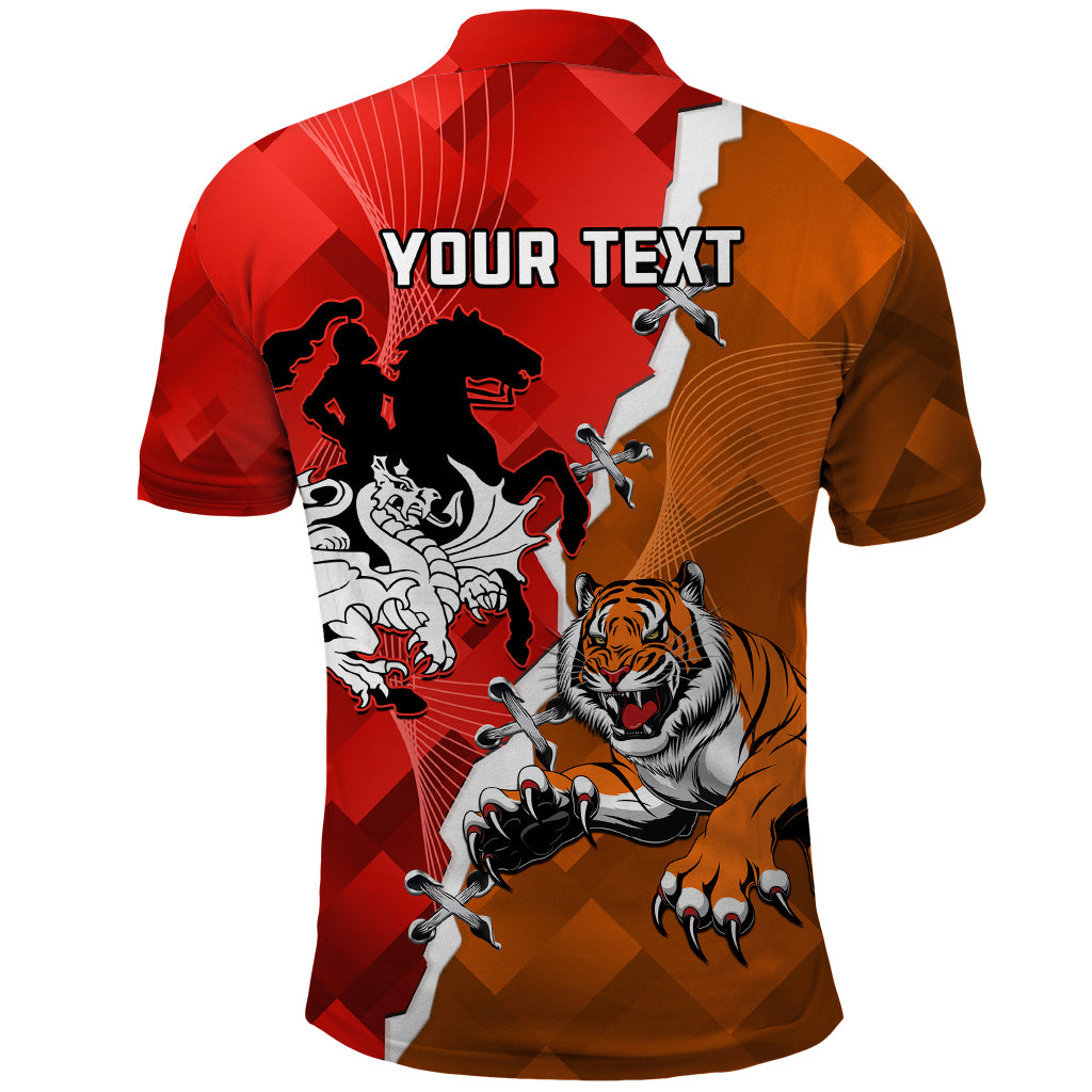 Personalised Dragons And Tigers Rugby Polo Shirt Sporty Style - Vibe Hoodie Shop
