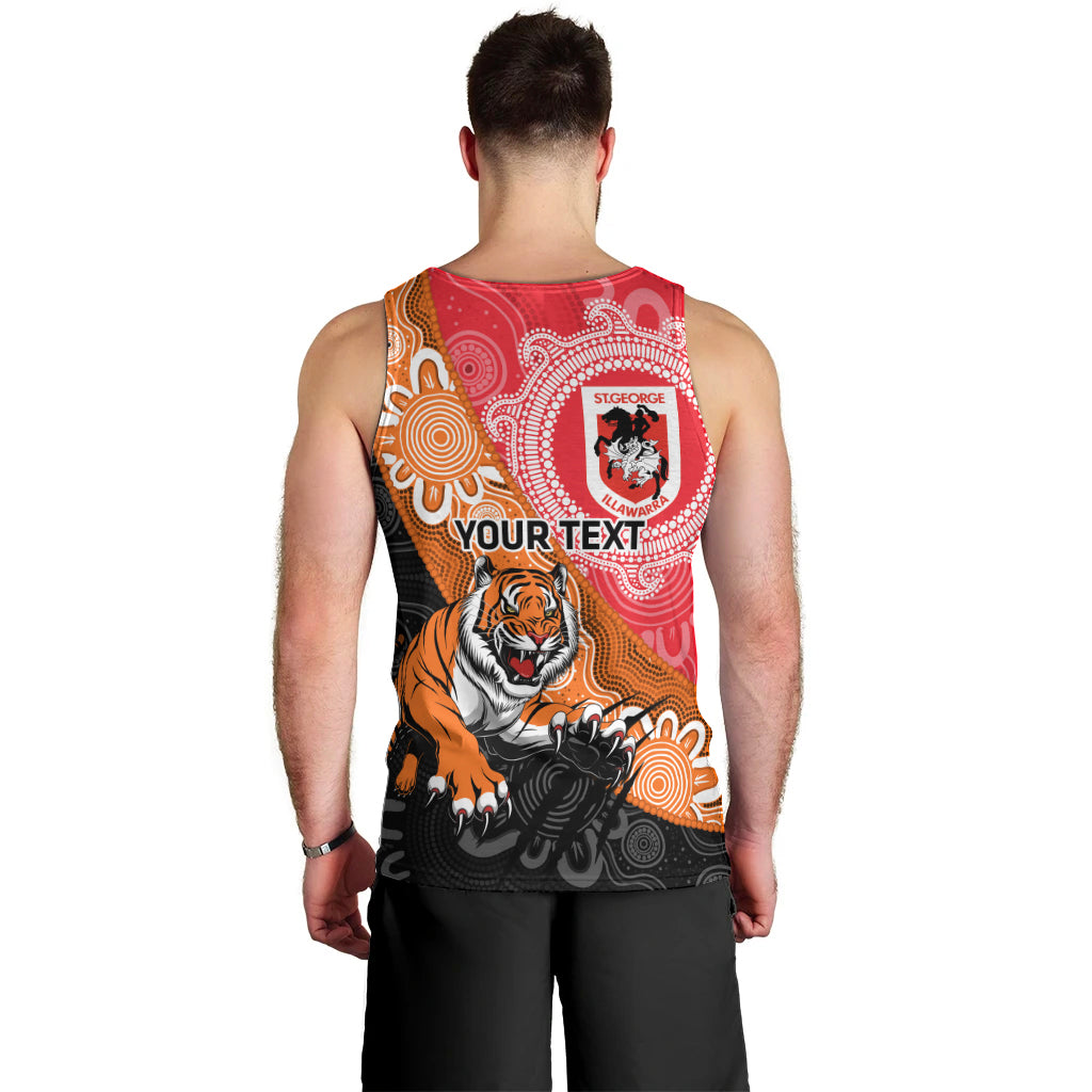 Personalised Dragons And Tigers Rugby Men Tank Top Aboriginal Art - Vibe Hoodie Shop