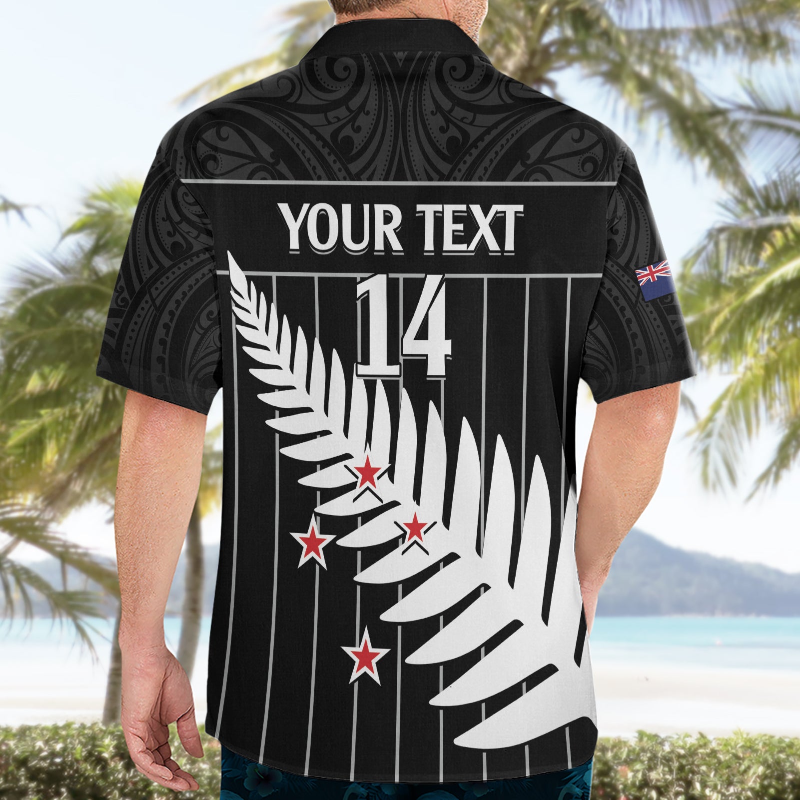 Custom New Zealand Silver Fern Cricket Hawaiian Shirt Aotearoa Maori Go Black Cap - Vibe Hoodie Shop