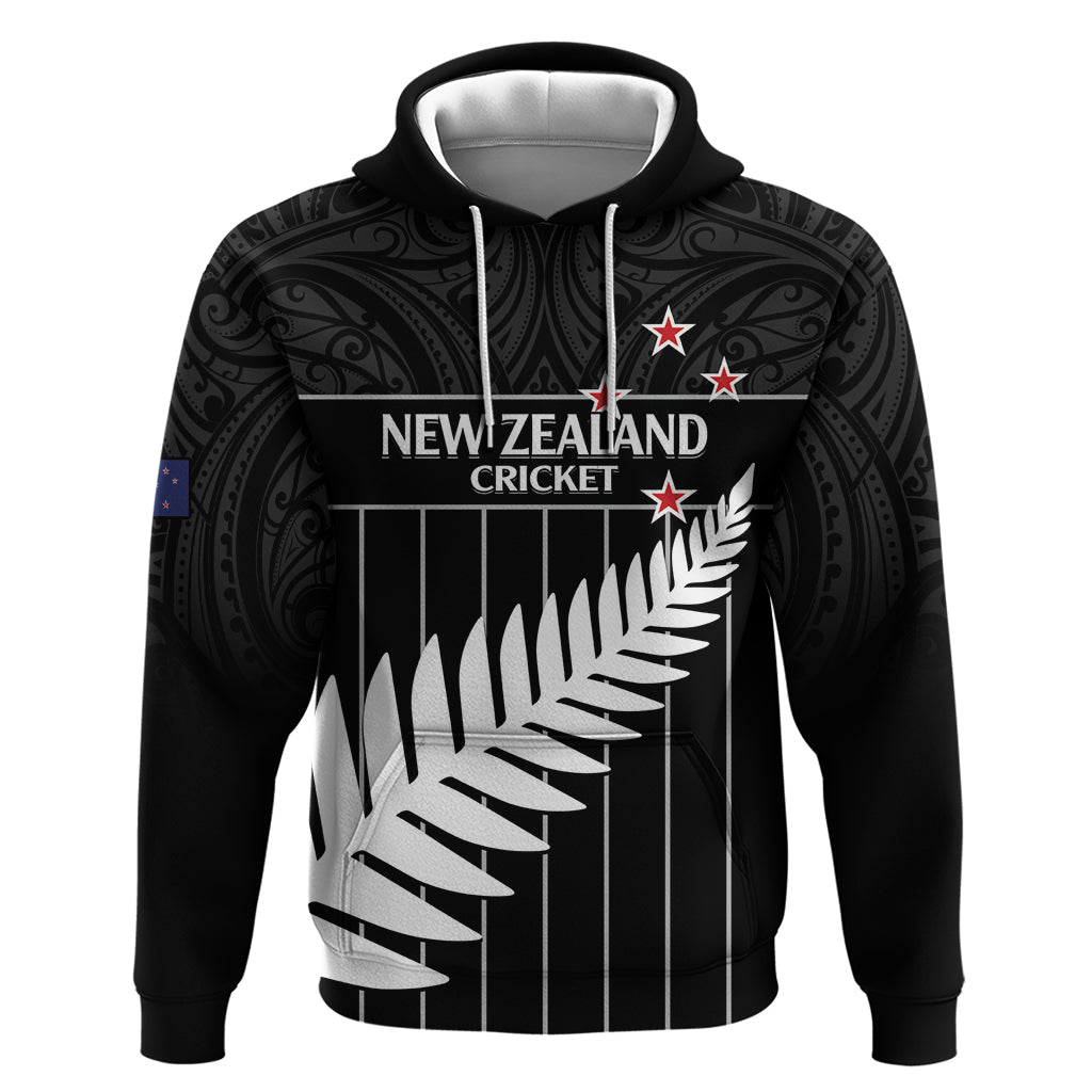 Custom New Zealand Silver Fern Cricket Hoodie Aotearoa Maori Go Black Cap - Vibe Hoodie Shop