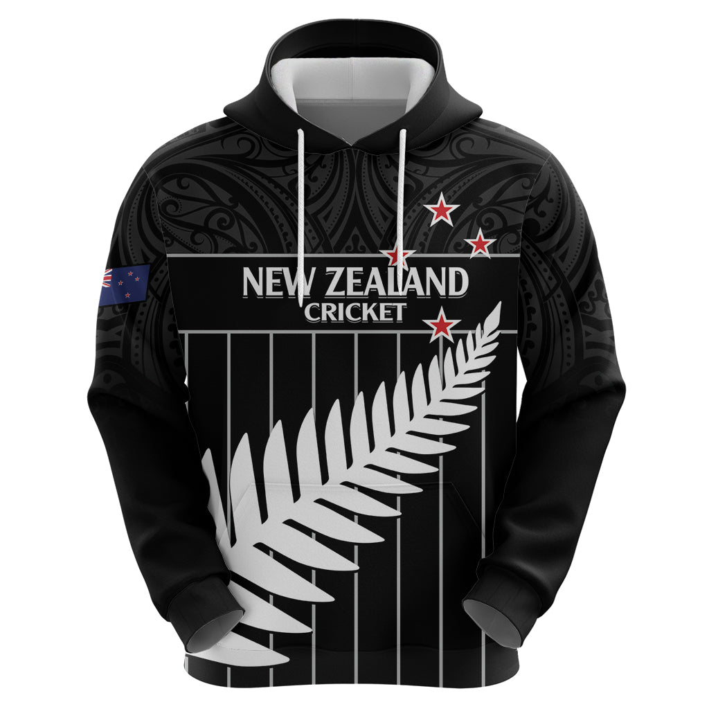 Custom New Zealand Silver Fern Cricket Hoodie Aotearoa Maori Go Black Cap - Vibe Hoodie Shop