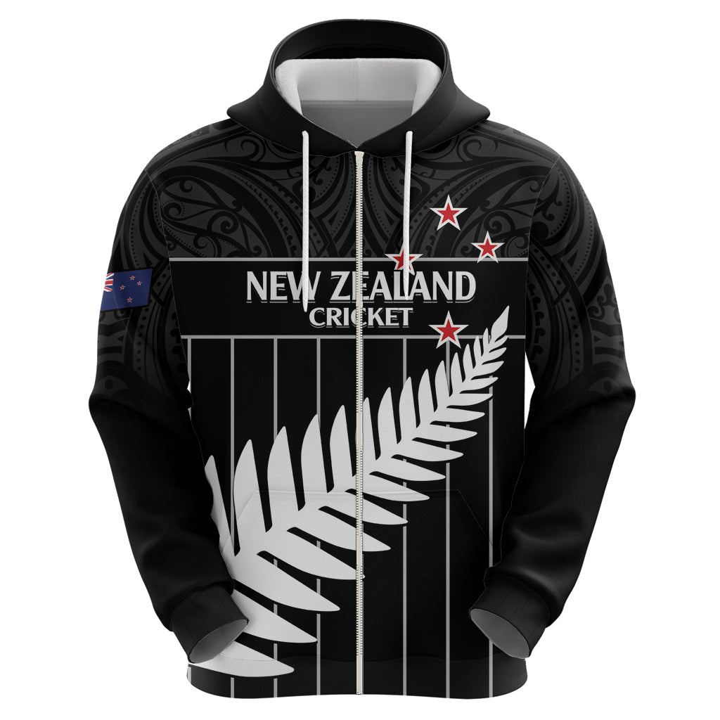 Custom New Zealand Silver Fern Cricket Hoodie Aotearoa Maori Go Black Cap - Vibe Hoodie Shop