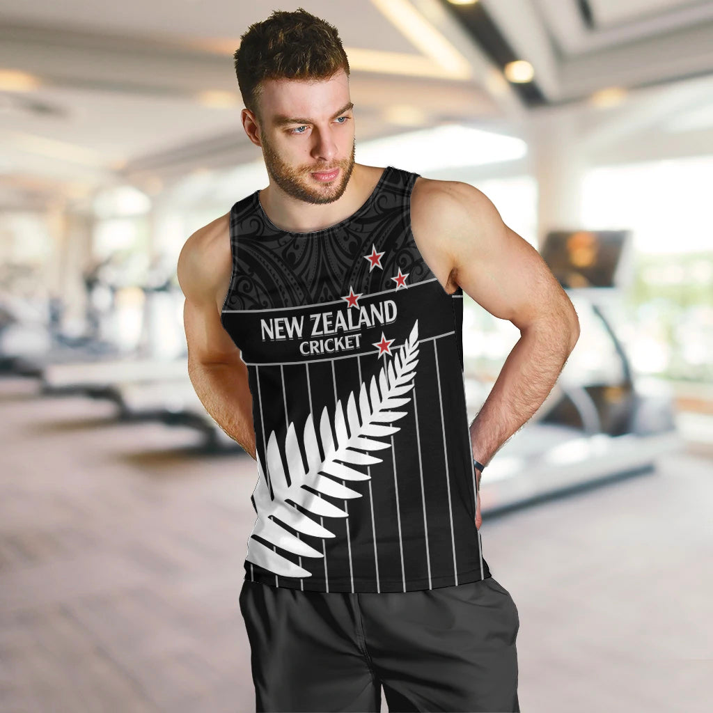 Custom New Zealand Silver Fern Cricket Men Tank Top Aotearoa Maori Go Black Cap - Vibe Hoodie Shop