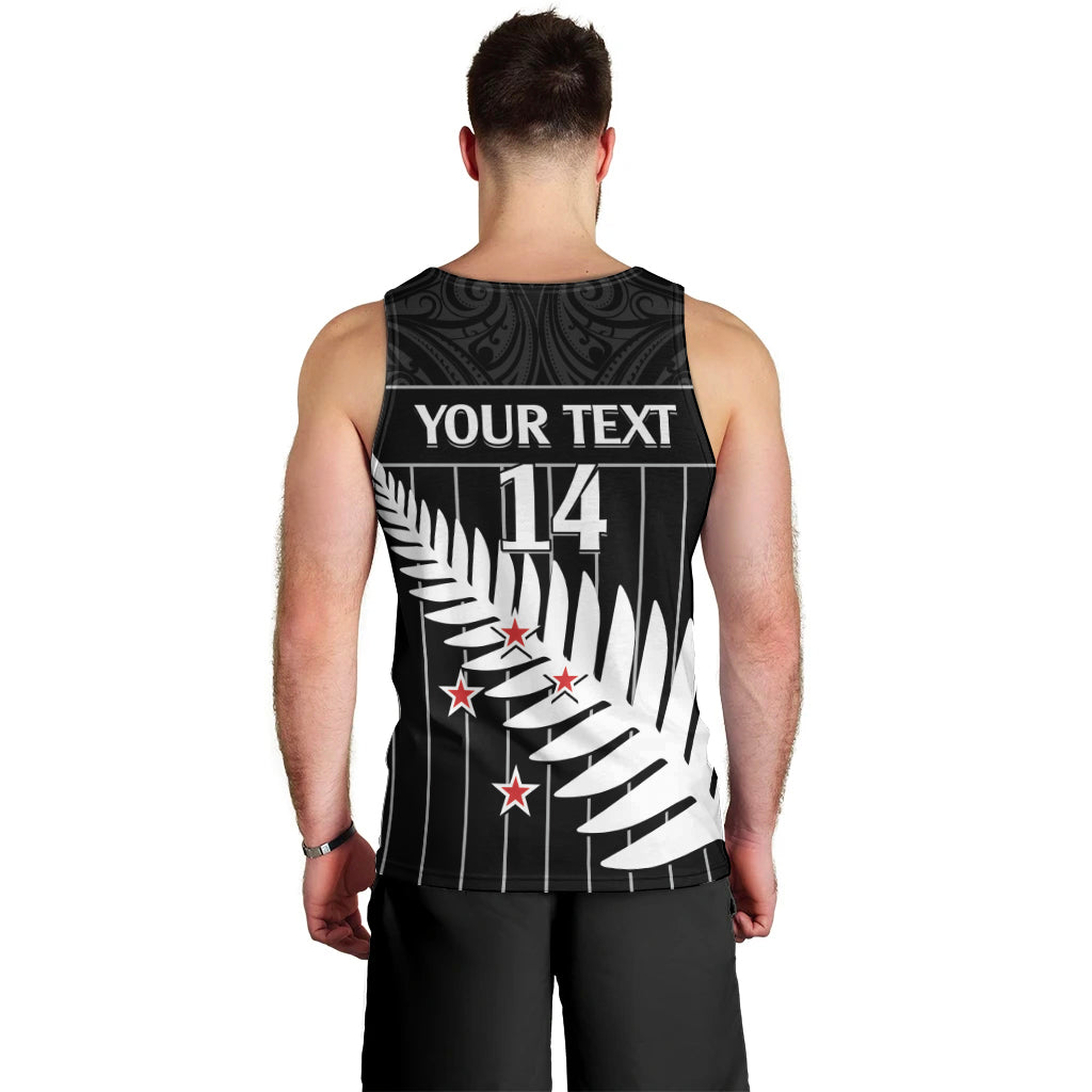 Custom New Zealand Silver Fern Cricket Men Tank Top Aotearoa Maori Go Black Cap - Vibe Hoodie Shop