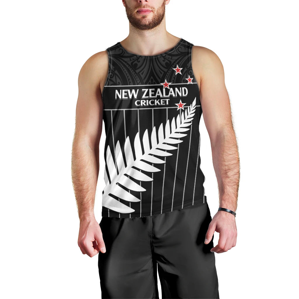Custom New Zealand Silver Fern Cricket Men Tank Top Aotearoa Maori Go Black Cap - Vibe Hoodie Shop