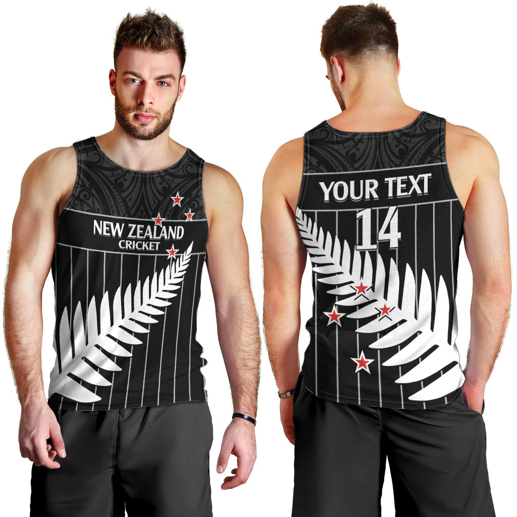 Custom New Zealand Silver Fern Cricket Men Tank Top Aotearoa Maori Go Black Cap - Vibe Hoodie Shop