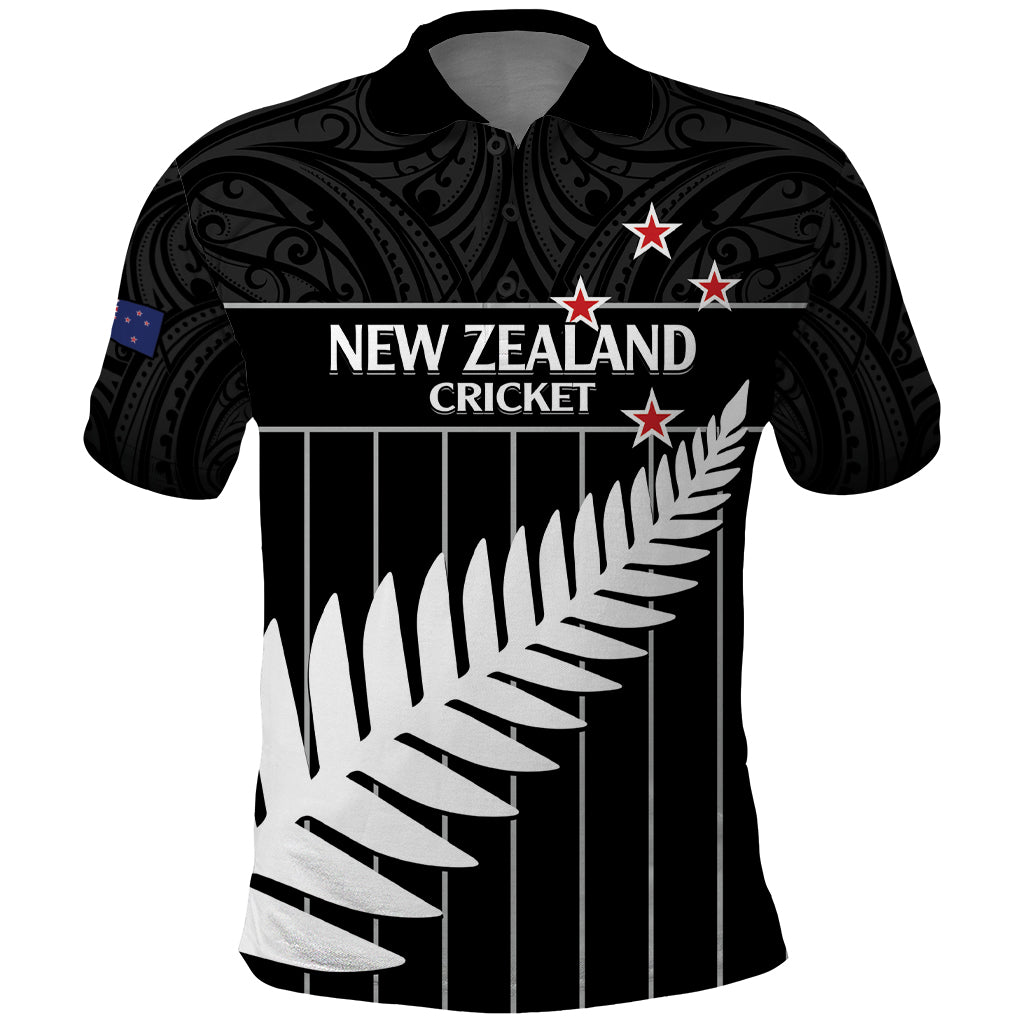 Custom New Zealand Silver Fern Cricket Polo Shirt Aotearoa Maori Go Black Cap - Vibe Hoodie Shop