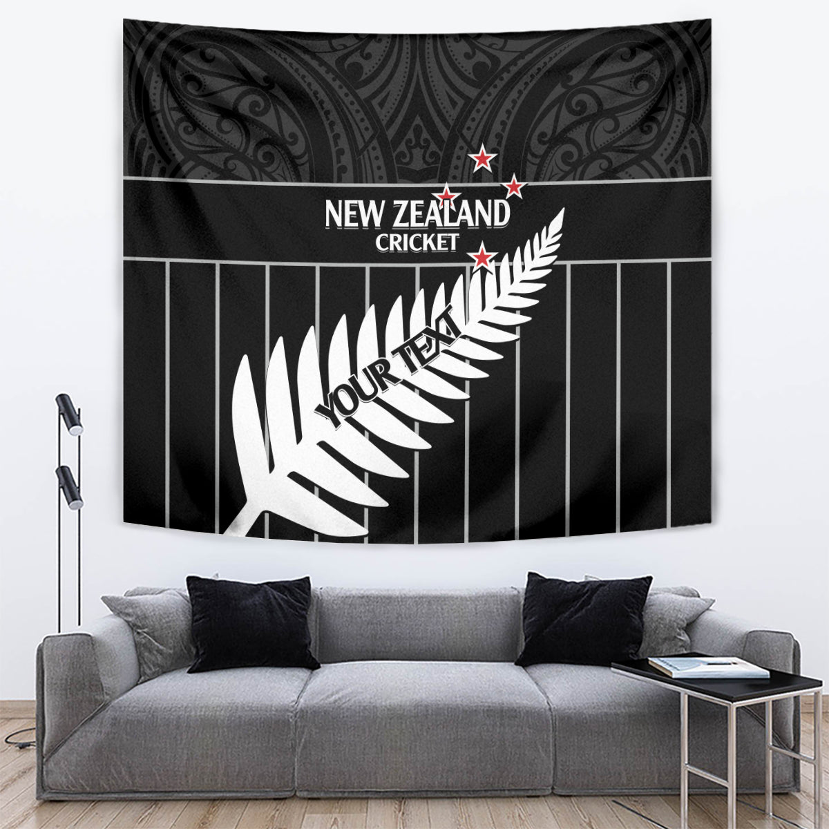 Custom New Zealand Silver Fern Cricket Tapestry Aotearoa Maori Go Black Cap - Vibe Hoodie Shop