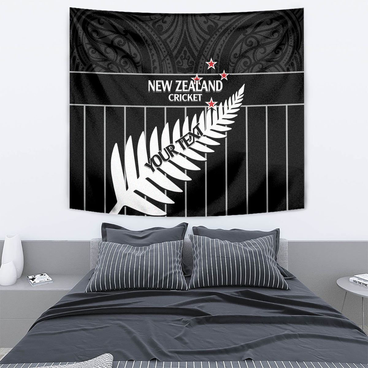 Custom New Zealand Silver Fern Cricket Tapestry Aotearoa Maori Go Black Cap - Vibe Hoodie Shop