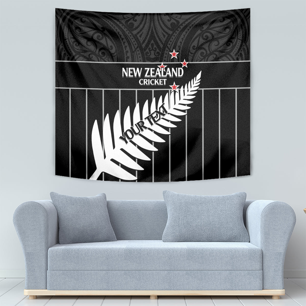 Custom New Zealand Silver Fern Cricket Tapestry Aotearoa Maori Go Black Cap - Vibe Hoodie Shop