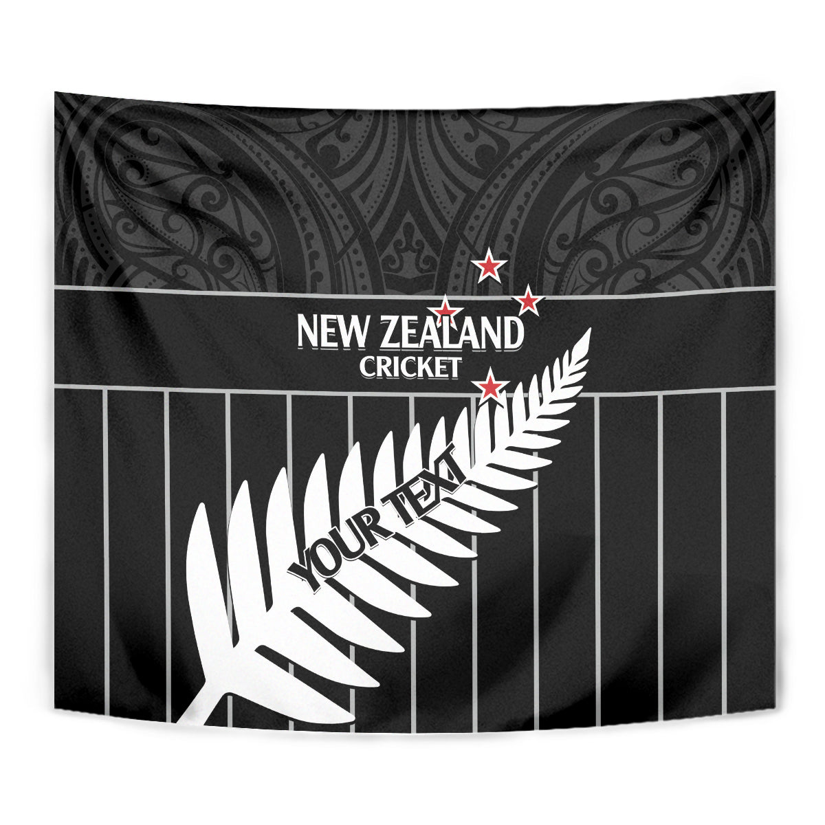 Custom New Zealand Silver Fern Cricket Tapestry Aotearoa Maori Go Black Cap - Vibe Hoodie Shop