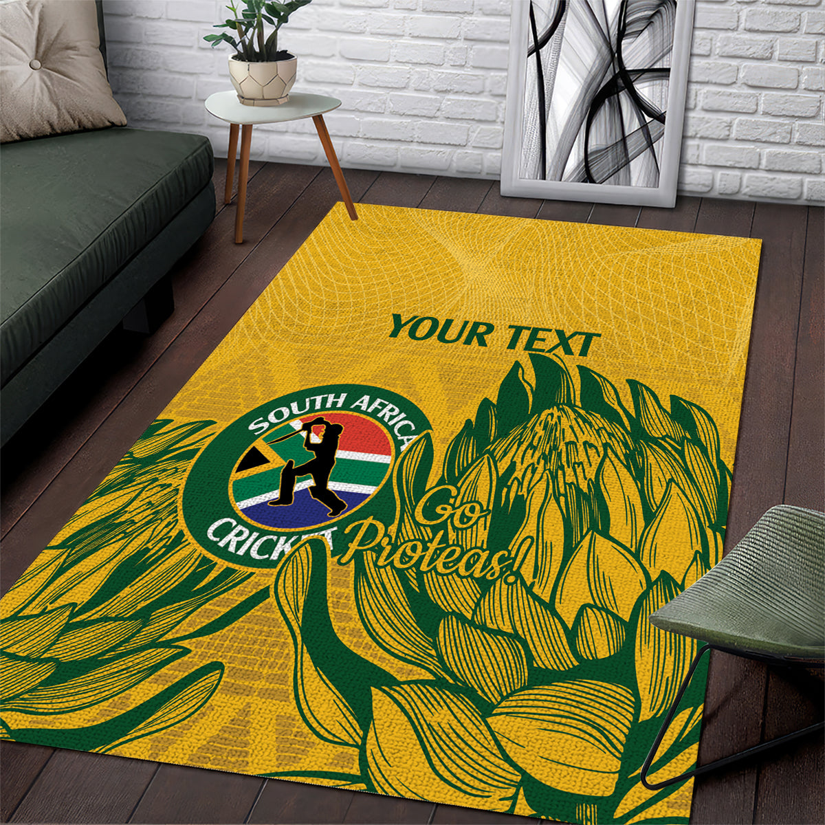 Custom South Africa Cricket Area Rug 2024 African Pattern Go Proteas - Vibe Hoodie Shop