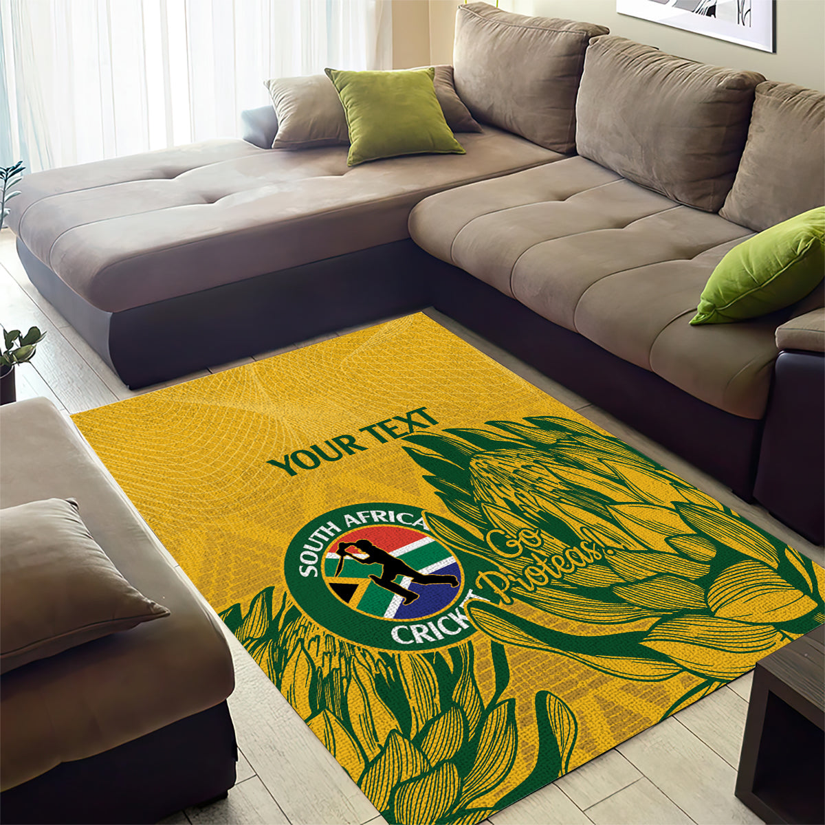 Custom South Africa Cricket Area Rug 2024 African Pattern Go Proteas - Vibe Hoodie Shop