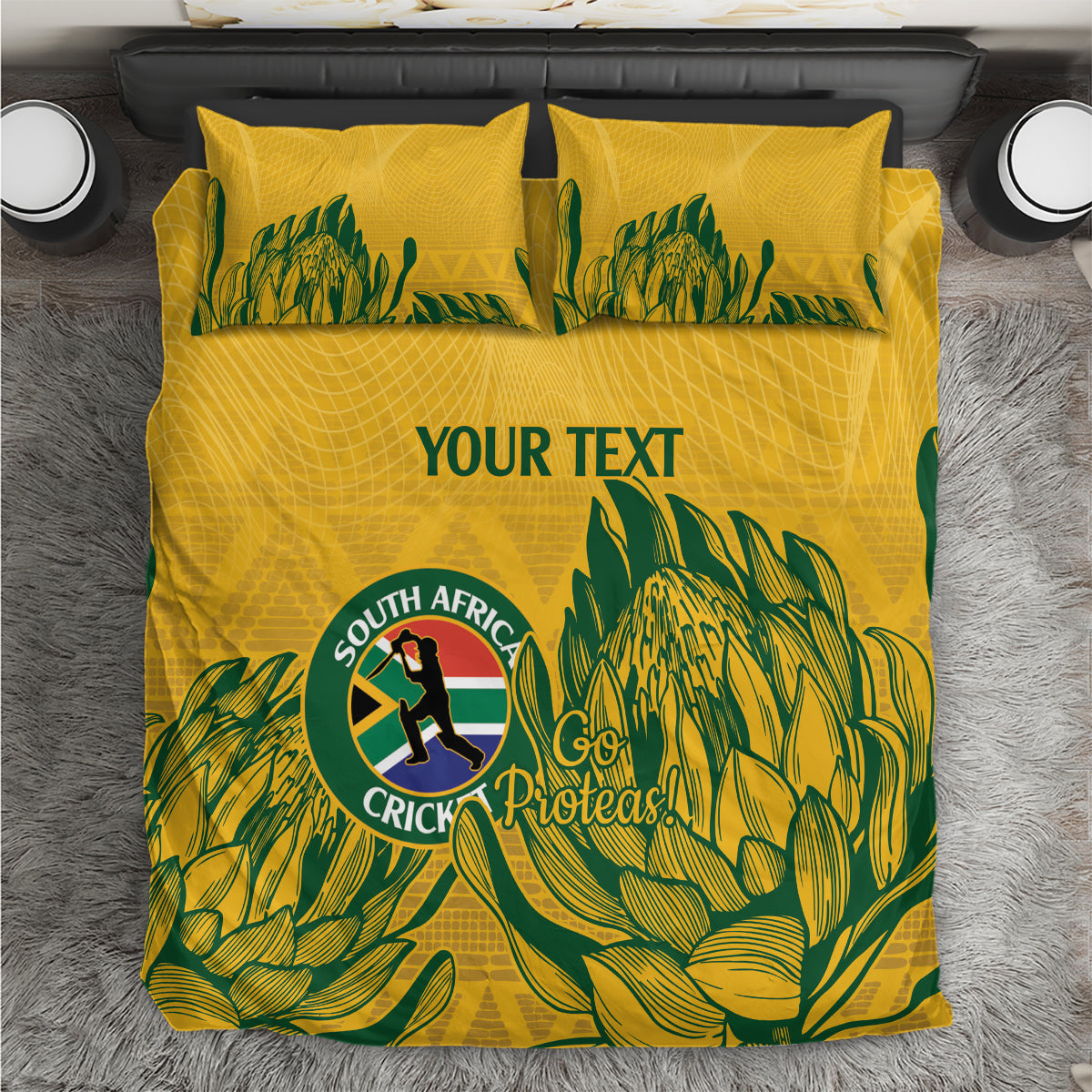Custom South Africa Cricket Bedding Set 2024 African Pattern Go Proteas - Vibe Hoodie Shop