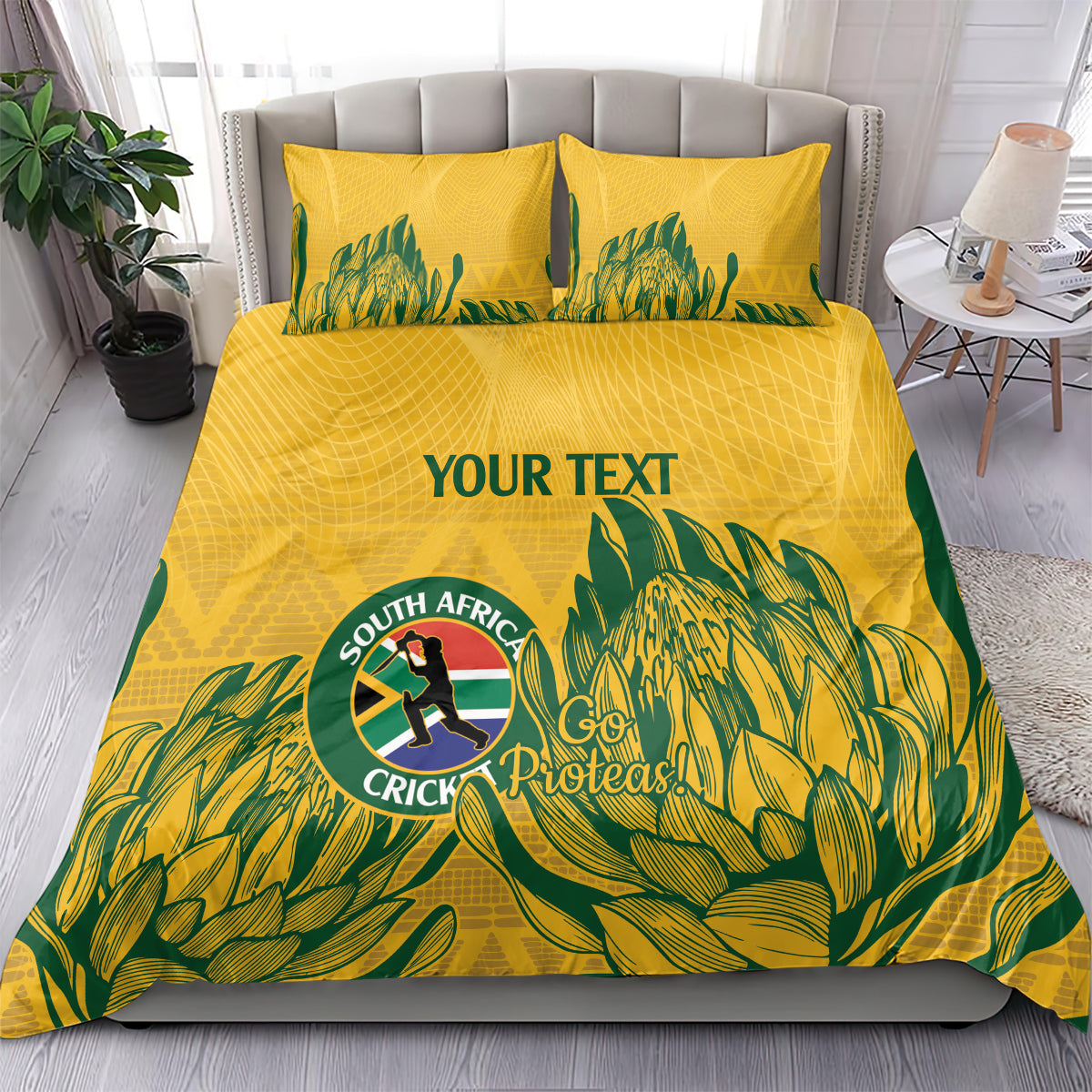 Custom South Africa Cricket Bedding Set 2024 African Pattern Go Proteas - Vibe Hoodie Shop