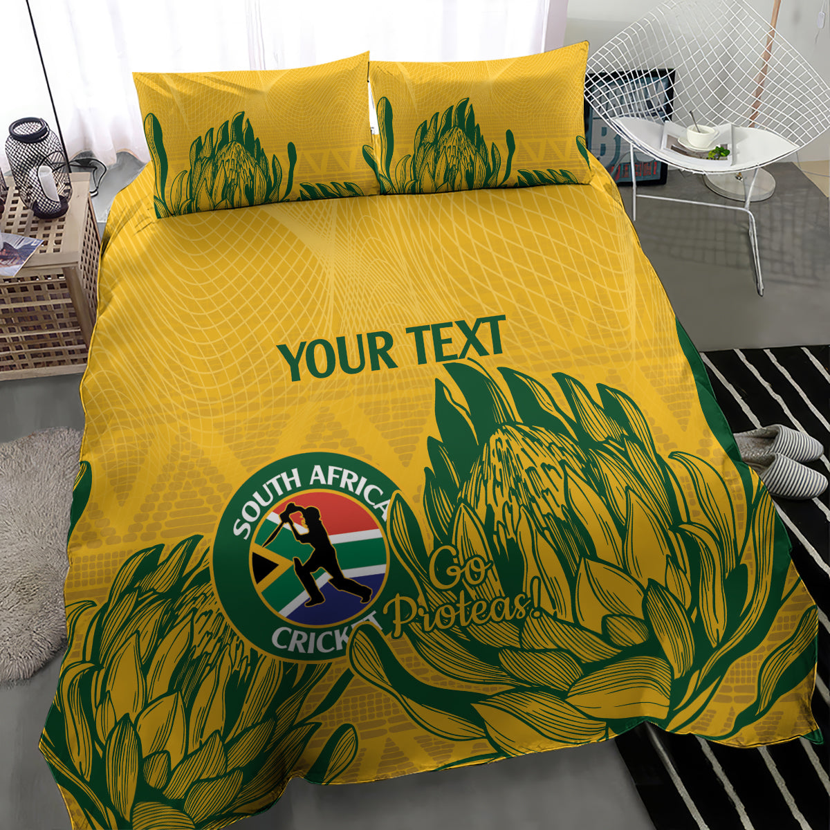 Custom South Africa Cricket Bedding Set 2024 African Pattern Go Proteas - Vibe Hoodie Shop