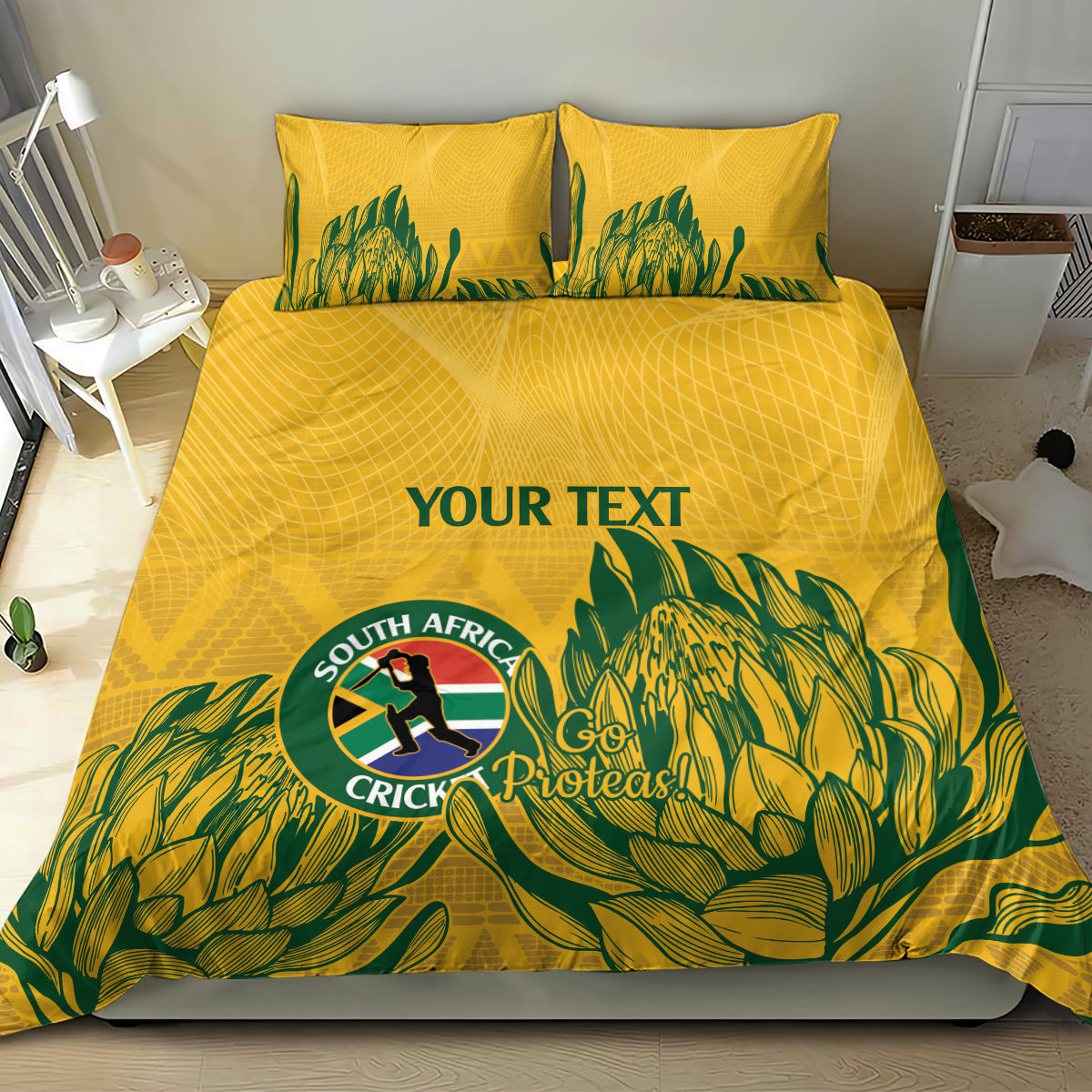 Custom South Africa Cricket Bedding Set 2024 African Pattern Go Proteas - Vibe Hoodie Shop