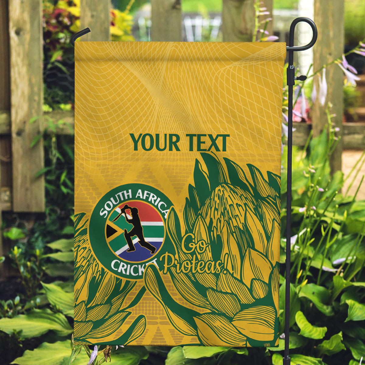 Custom South Africa Cricket Garden Flag 2024 African Pattern Go Proteas - Vibe Hoodie Shop