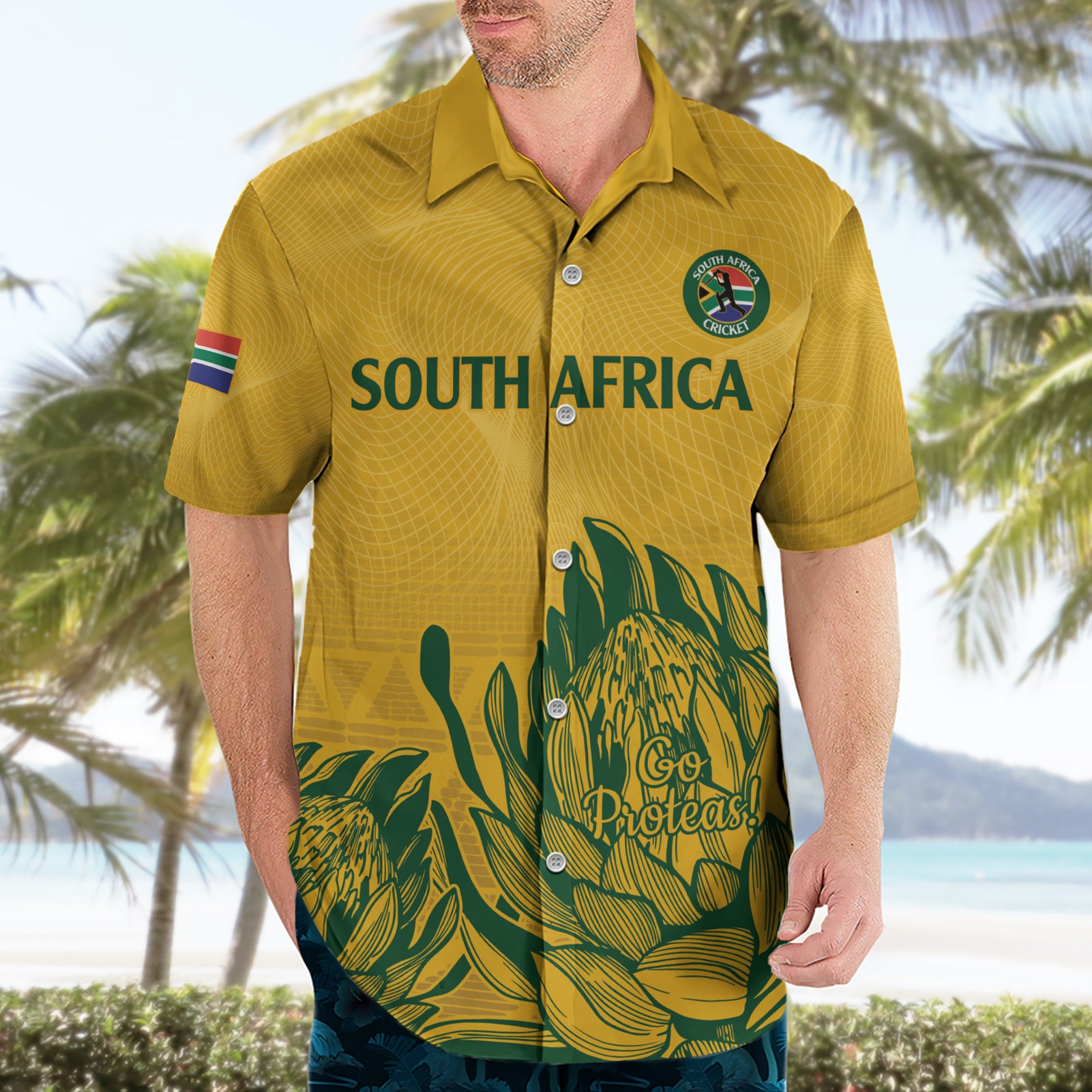 Custom South Africa Cricket Hawaiian Shirt 2024 African Pattern Go Proteas - Vibe Hoodie Shop