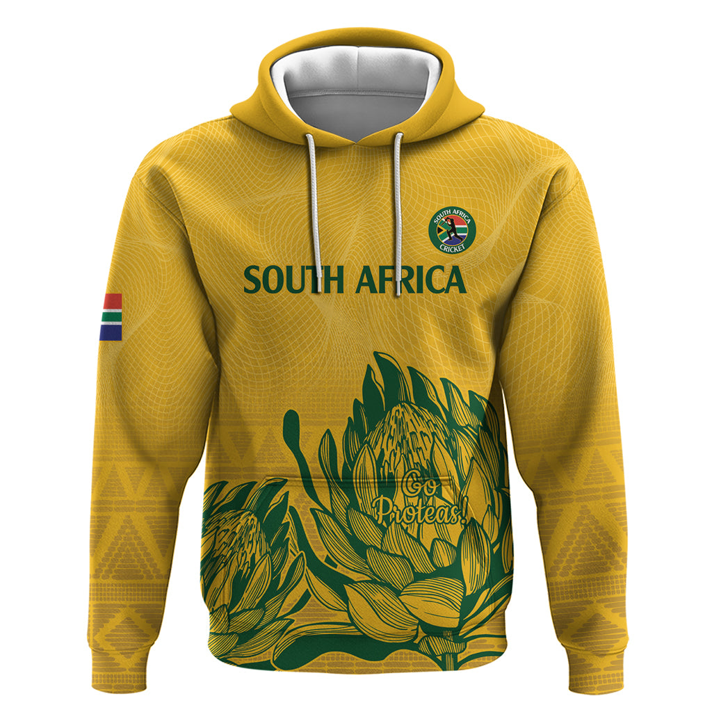 Custom South Africa Cricket Hoodie 2024 African Pattern Go Proteas - Vibe Hoodie Shop