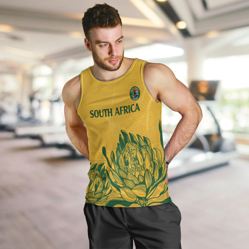 Custom South Africa Cricket Men Tank Top 2024 African Pattern Go Proteas - Vibe Hoodie Shop