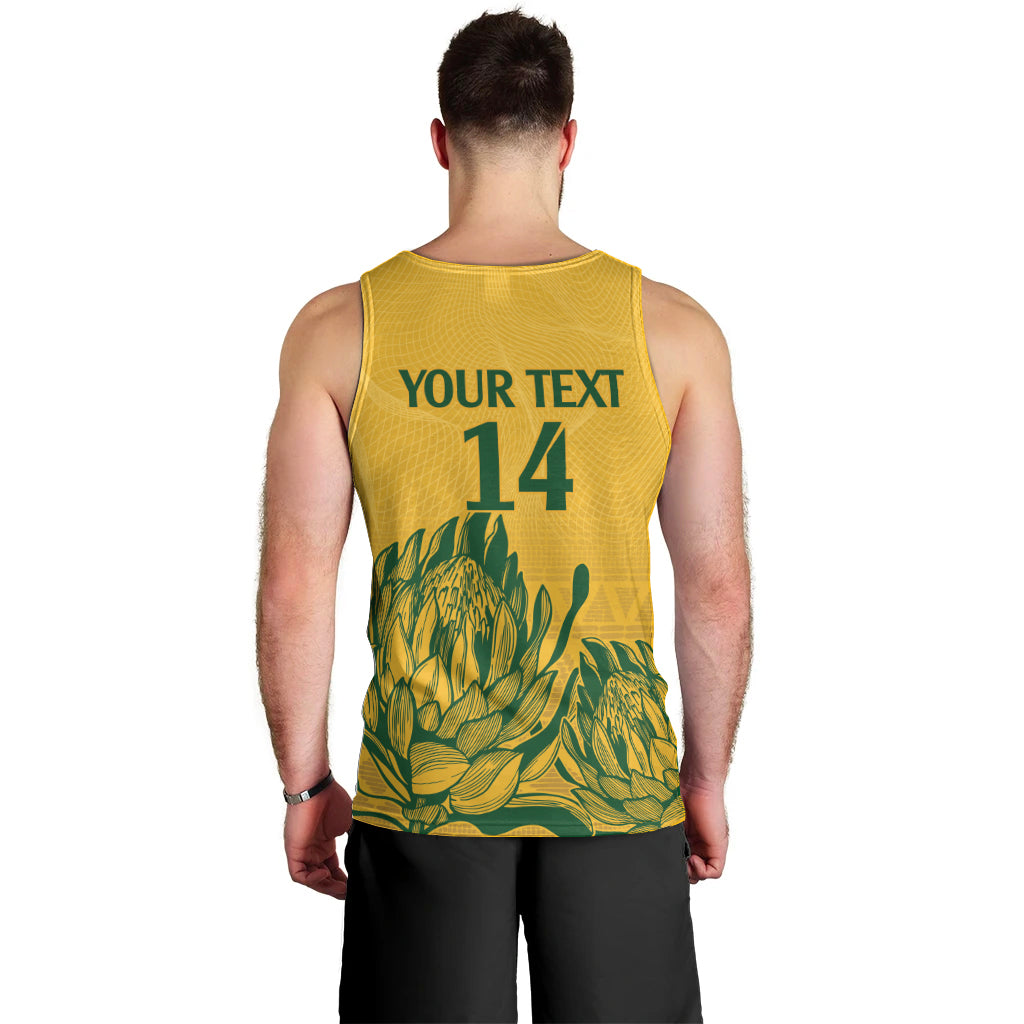 Custom South Africa Cricket Men Tank Top 2024 African Pattern Go Proteas - Vibe Hoodie Shop