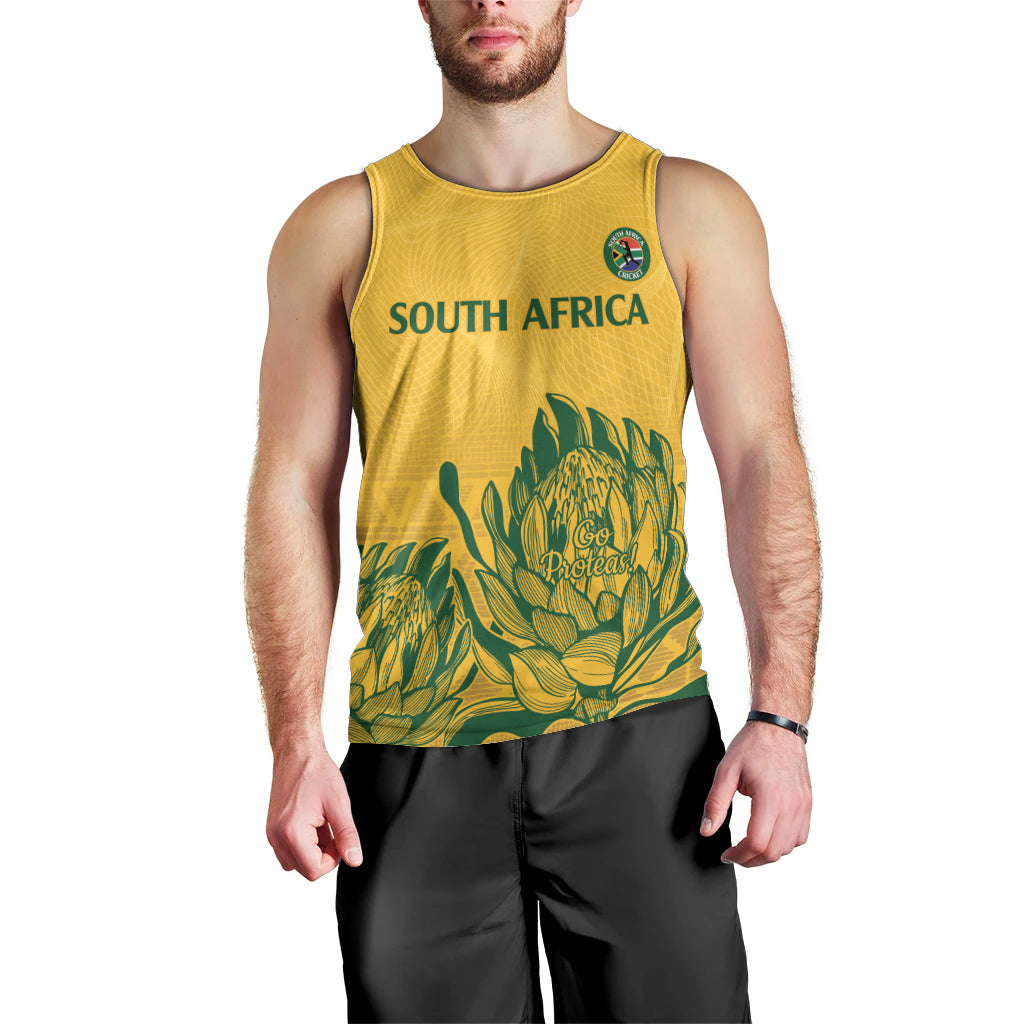 Custom South Africa Cricket Men Tank Top 2024 African Pattern Go Proteas - Vibe Hoodie Shop