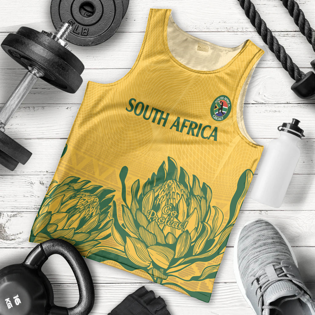 Custom South Africa Cricket Men Tank Top 2024 African Pattern Go Proteas - Vibe Hoodie Shop