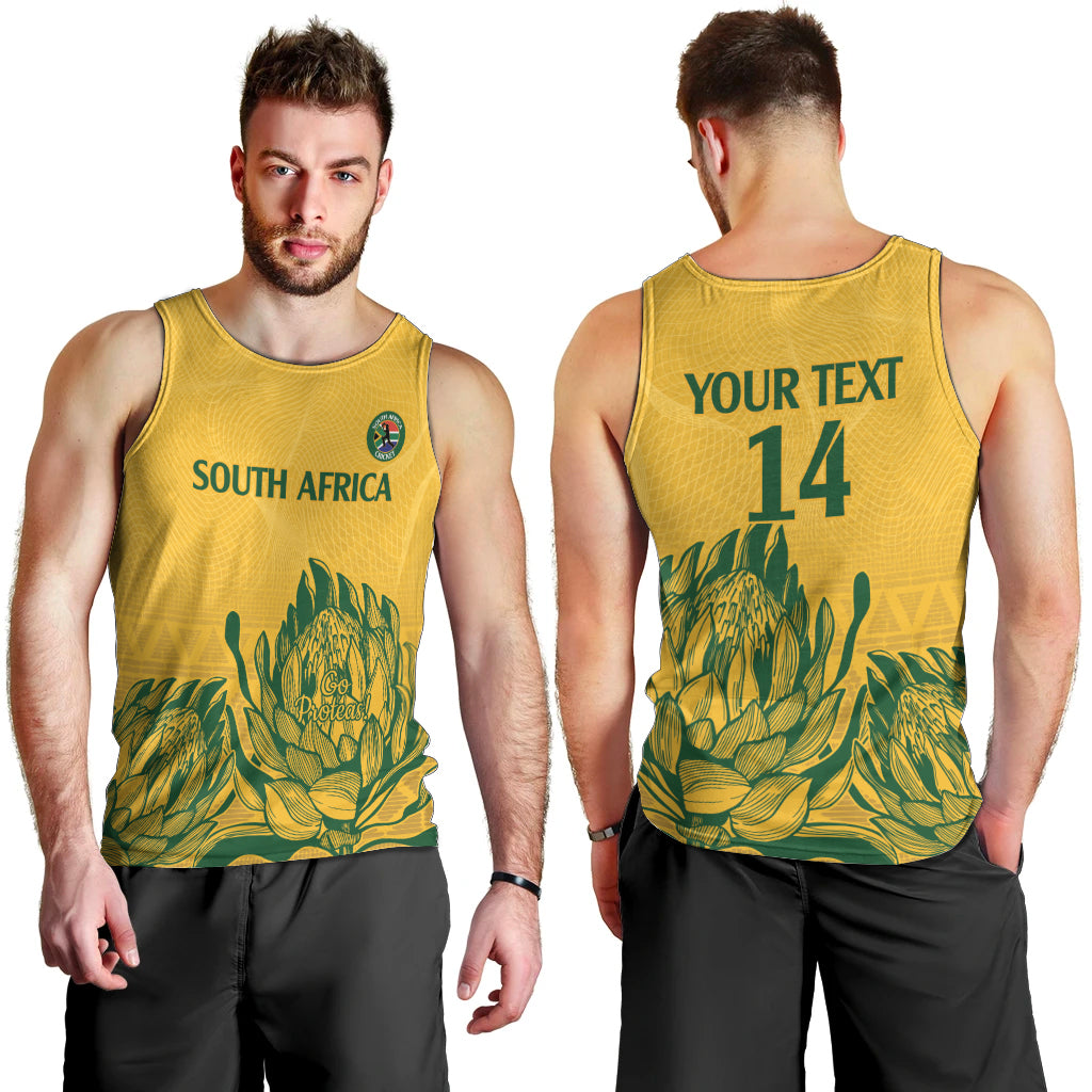 Custom South Africa Cricket Men Tank Top 2024 African Pattern Go Proteas - Vibe Hoodie Shop