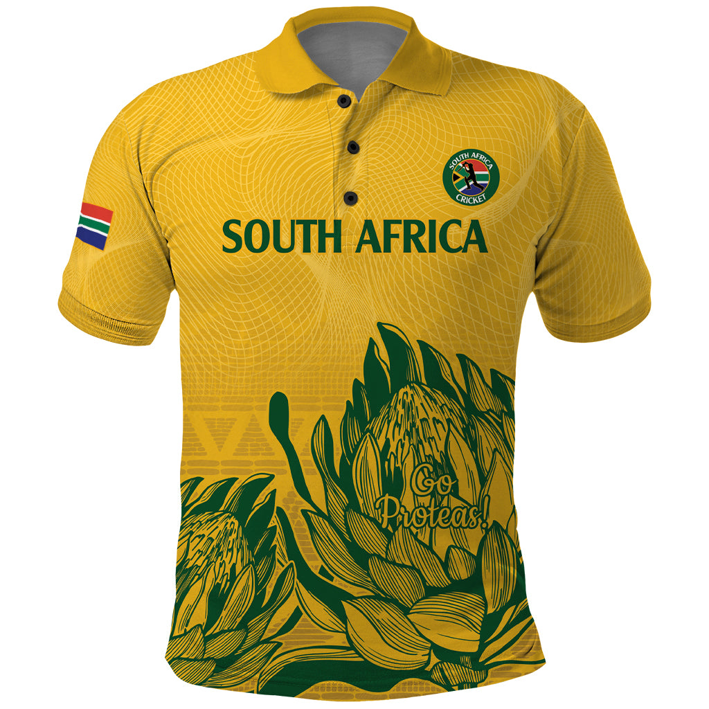 Custom South Africa Cricket Polo Shirt 2024 African Pattern Go Proteas - Vibe Hoodie Shop